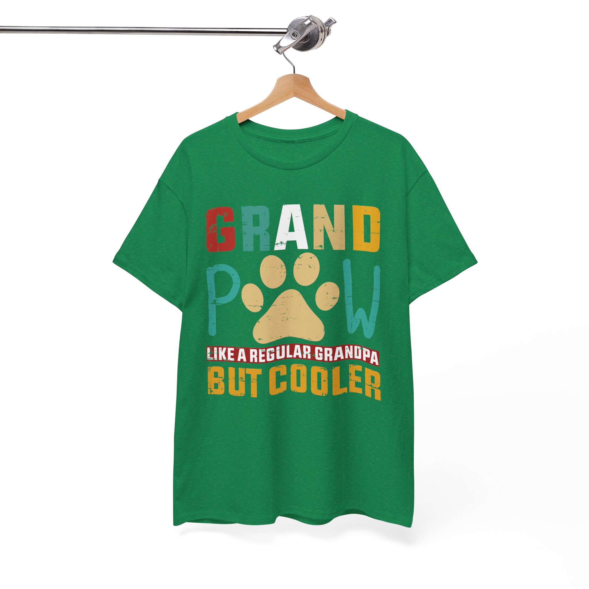 Grandpaw Like a Regular Grandpa But Cooler Retro Paw T-Shirt - Image 6