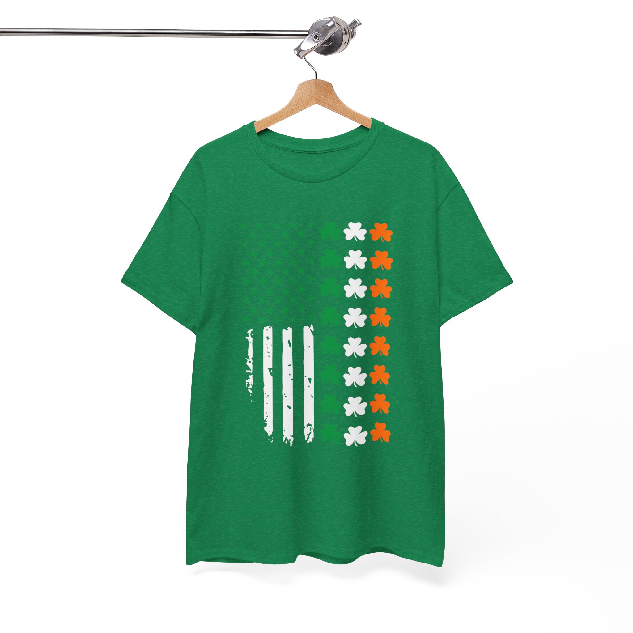 St. Patrick's Shamrock American Flag T-Shirt - Image 5
