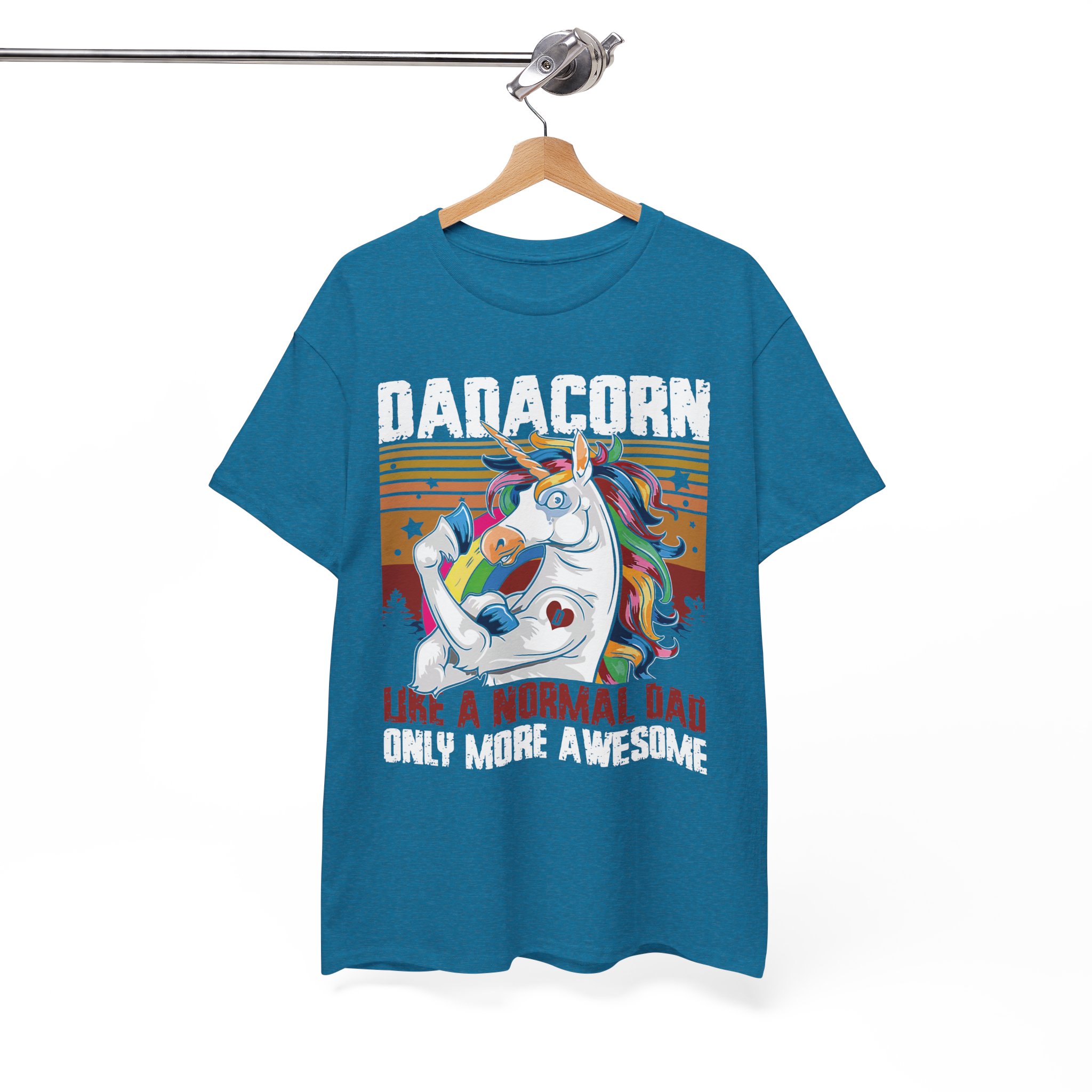 Dadacorn Awesome Dad Unicorn Retro T-Shirt - Image 5
