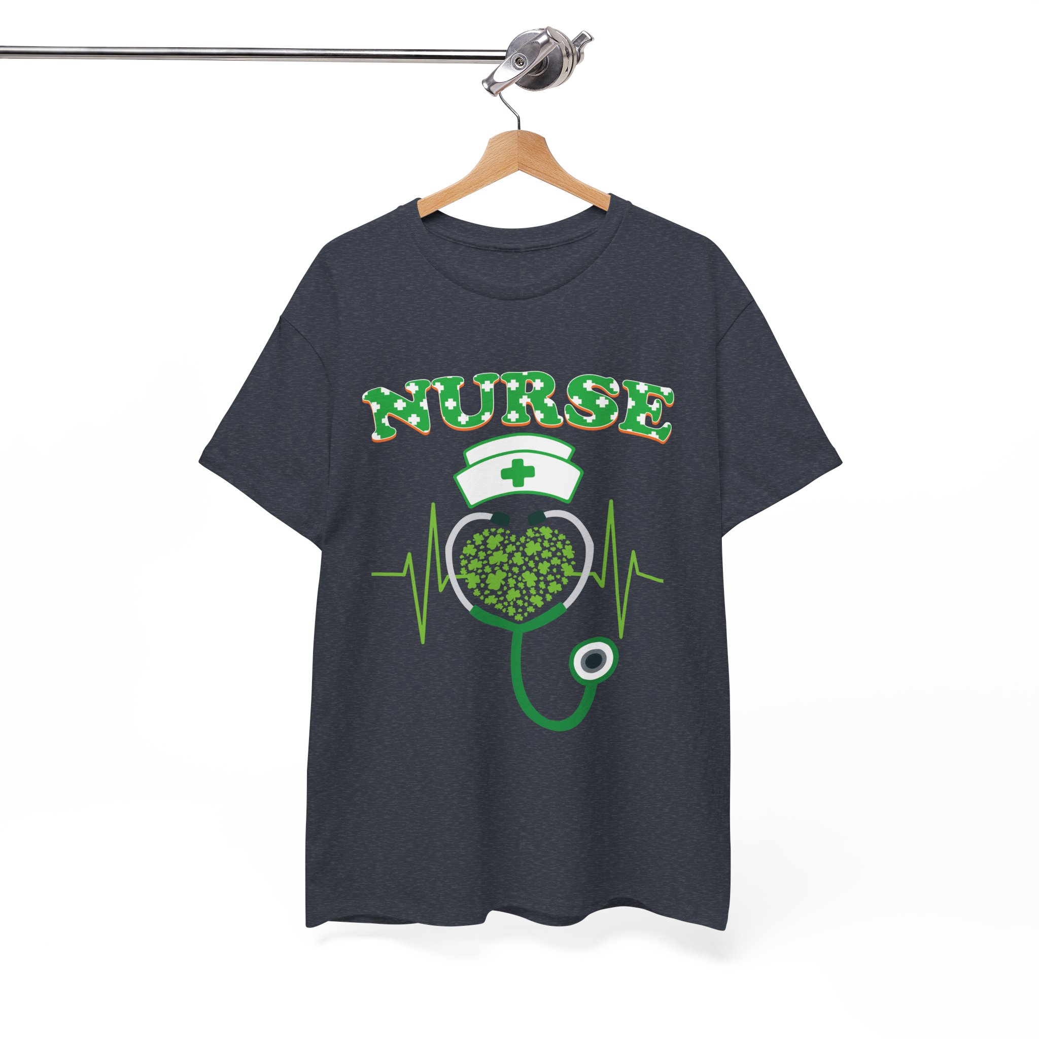 Nurse St. Patrick’s Day Heart Stethoscope T‑Shirt - Image 5