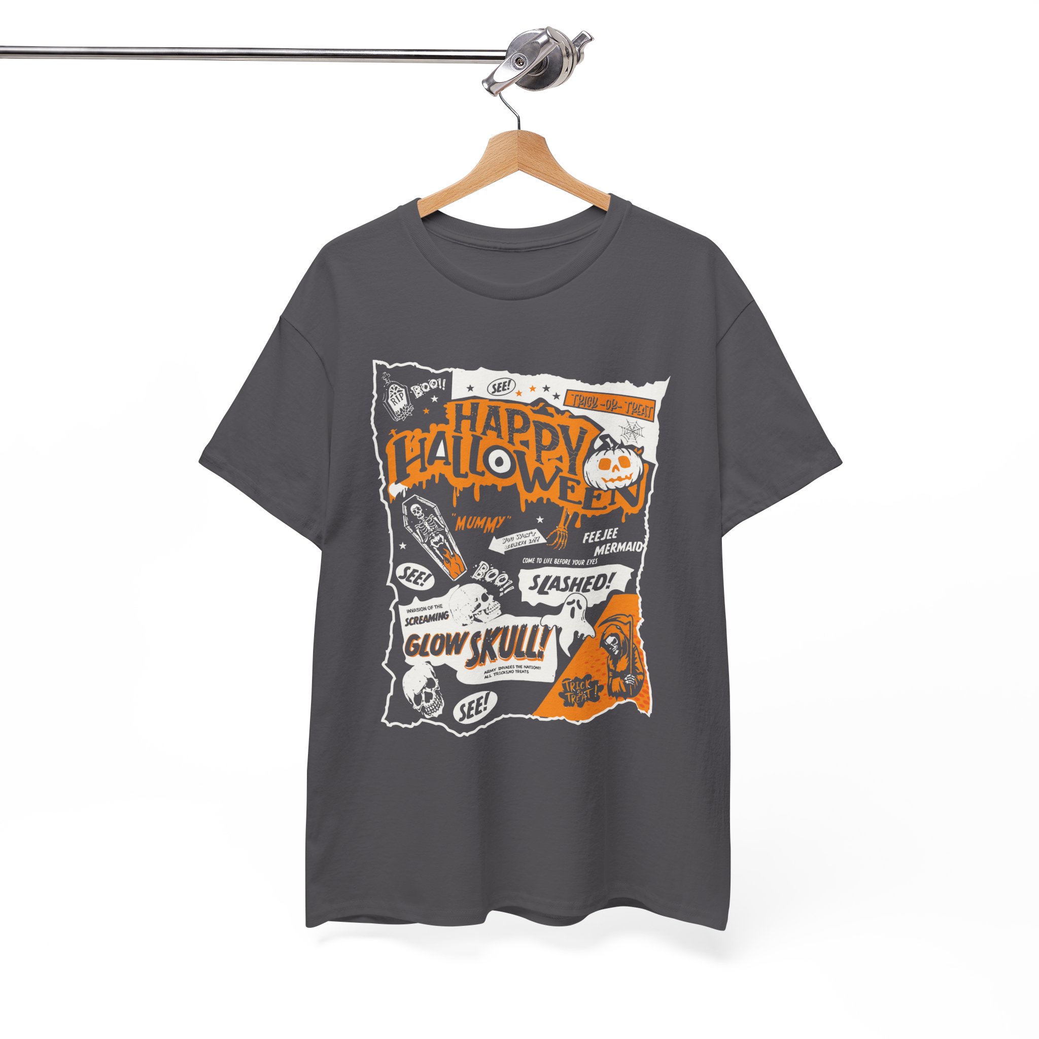 Happy Halloween Glow Skull Party T-Shirt - Image 3