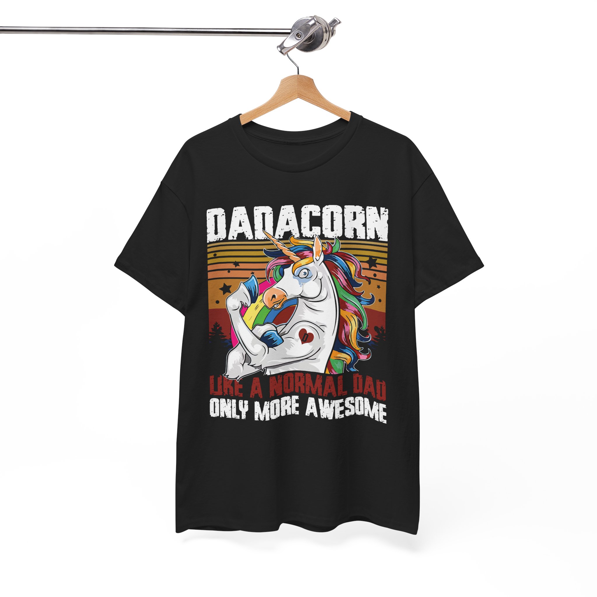 Dadacorn Awesome Dad Unicorn Retro T-Shirt - Image 3