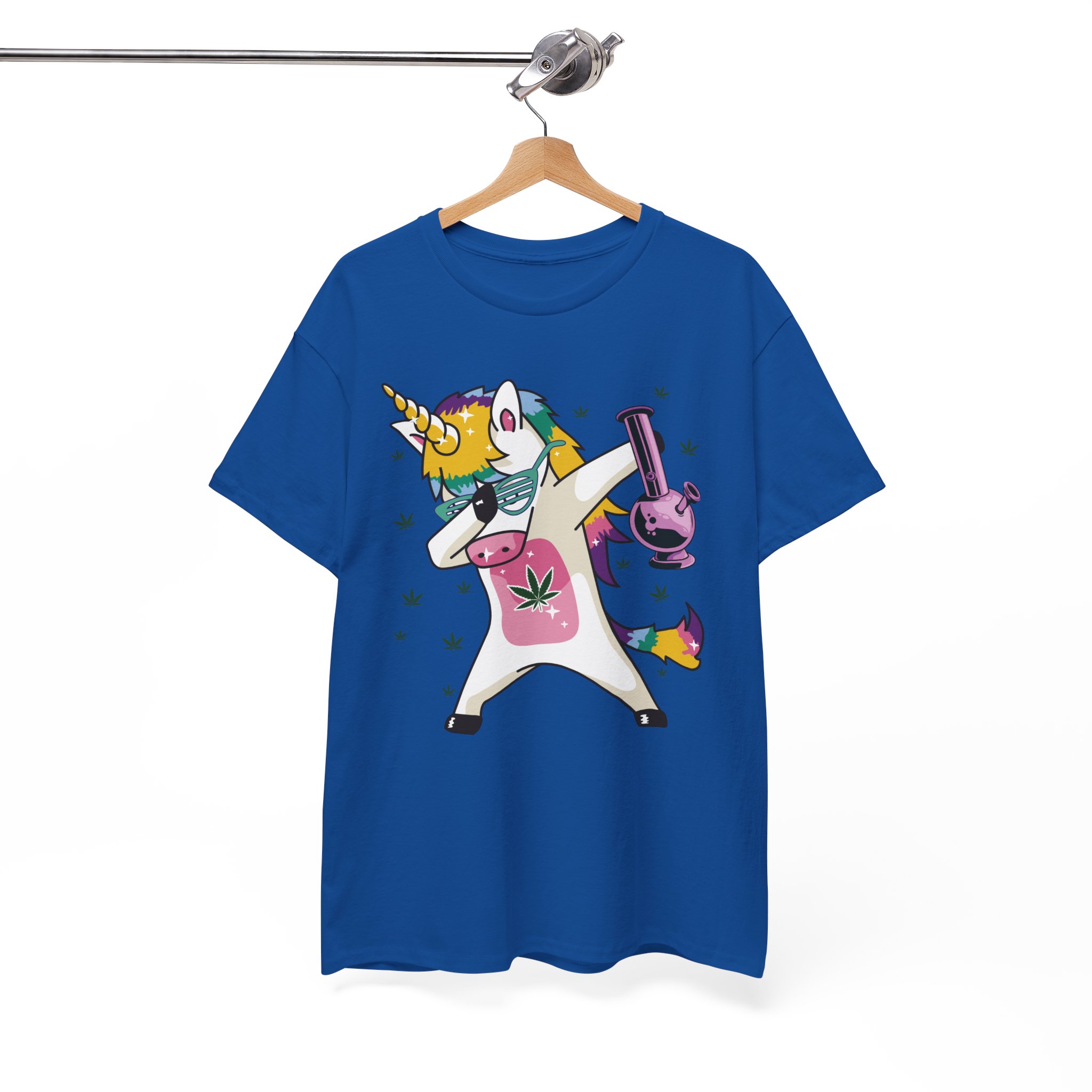 Unicorn Dabbing With Bong & Leaf T-Shirt - Image 7