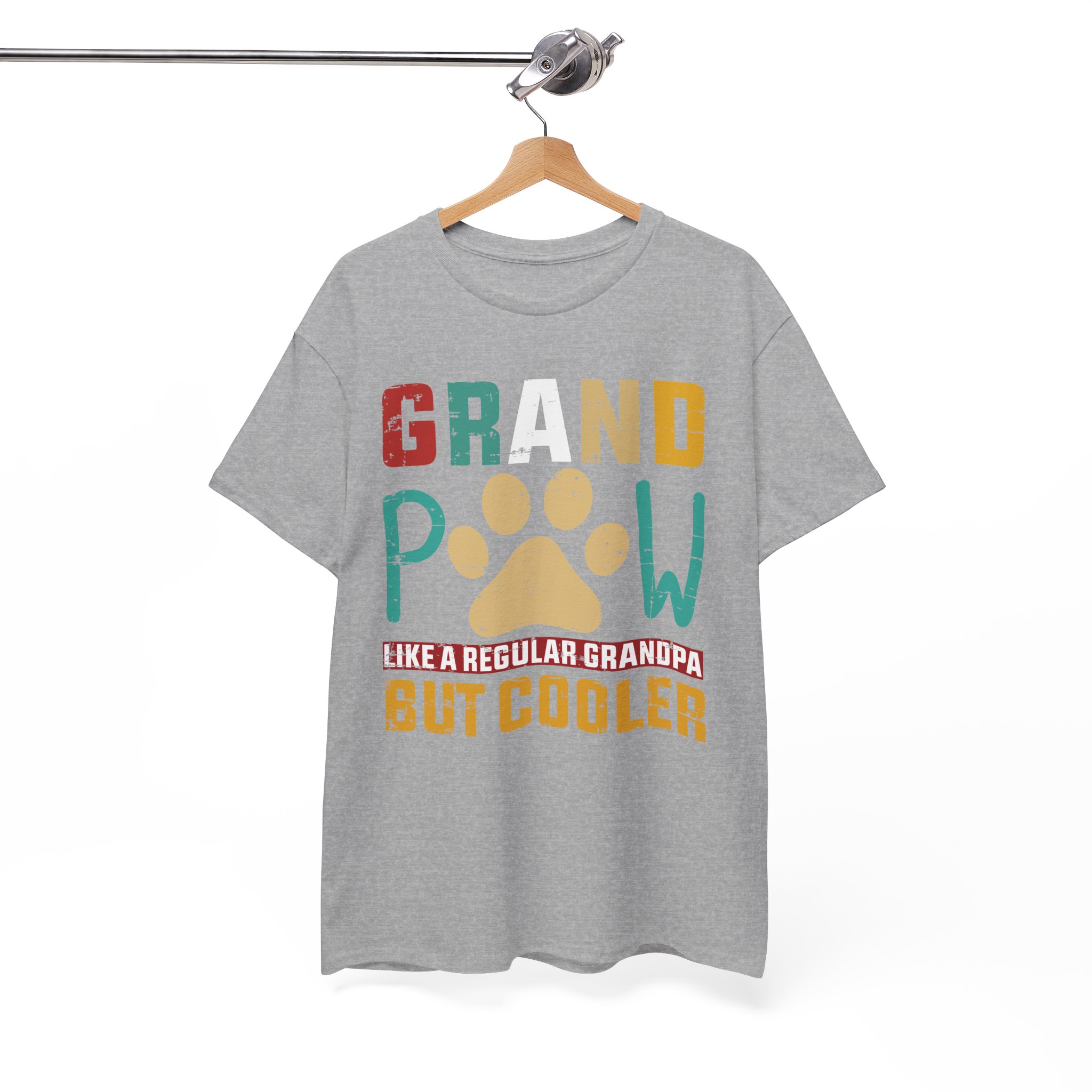 Grandpaw Like a Regular Grandpa But Cooler Retro Paw T-Shirt - Image 3