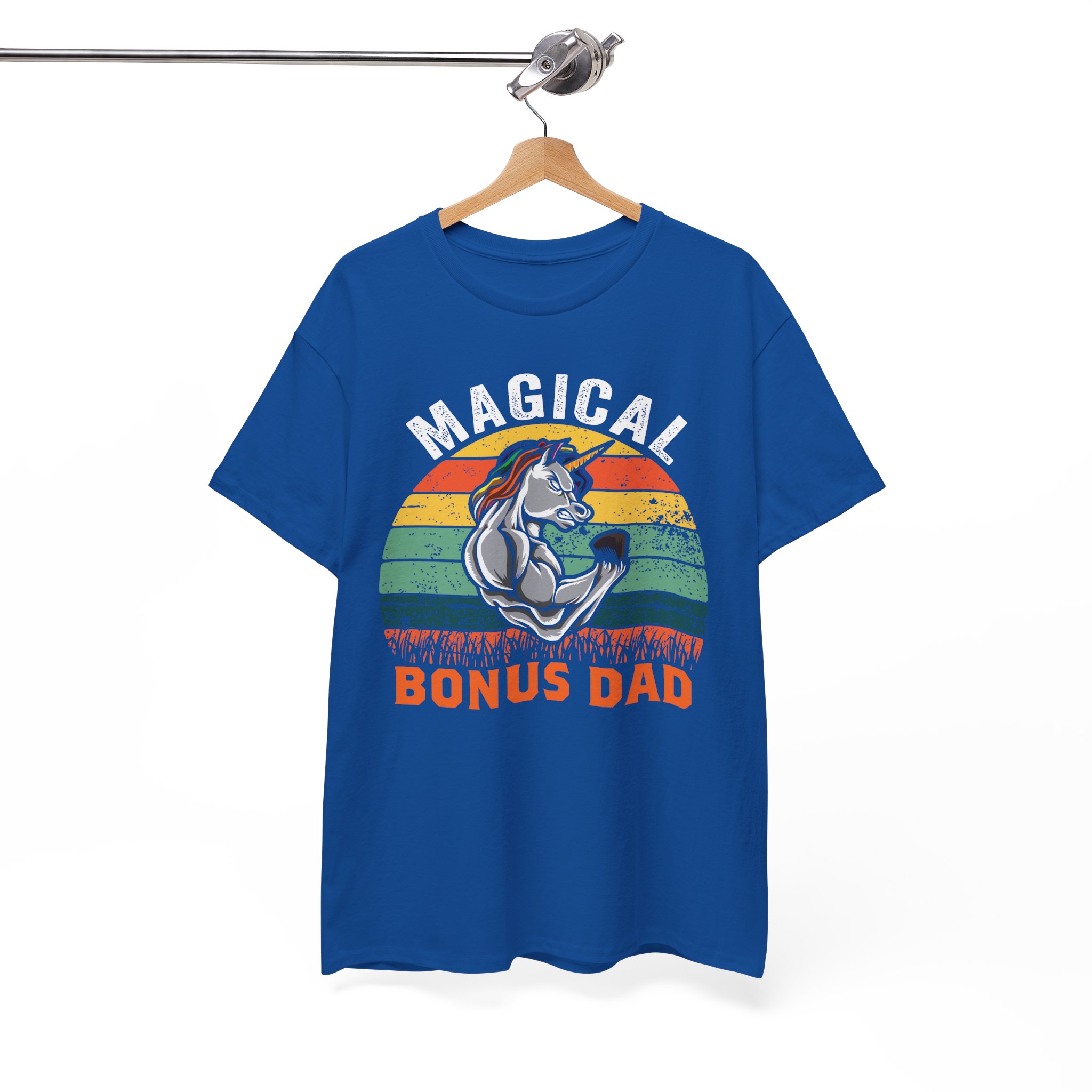Magical Bonus Dad Retro Unicorn Father Gift T-Shirt - Image 5