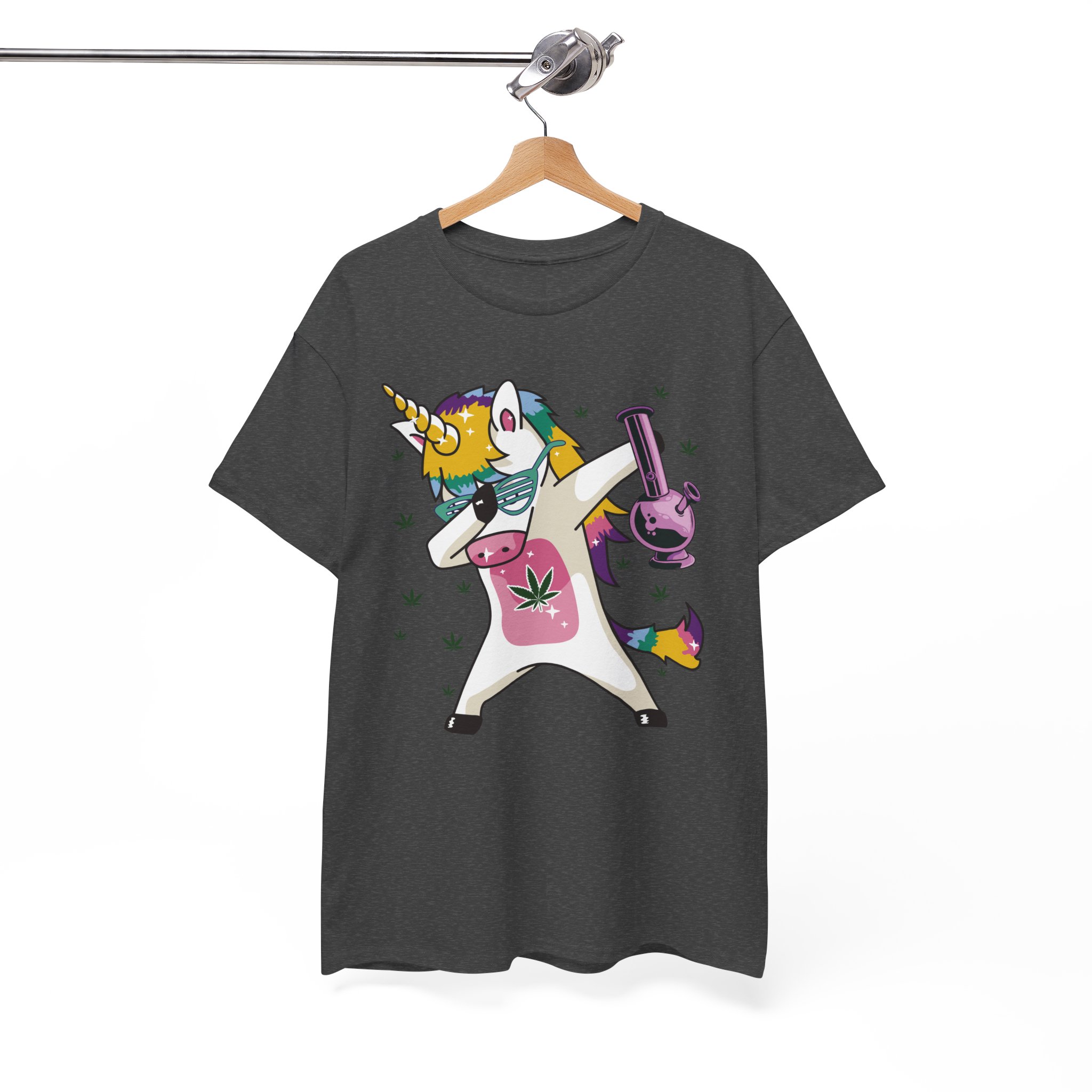 Unicorn Dabbing With Bong & Leaf T-Shirt