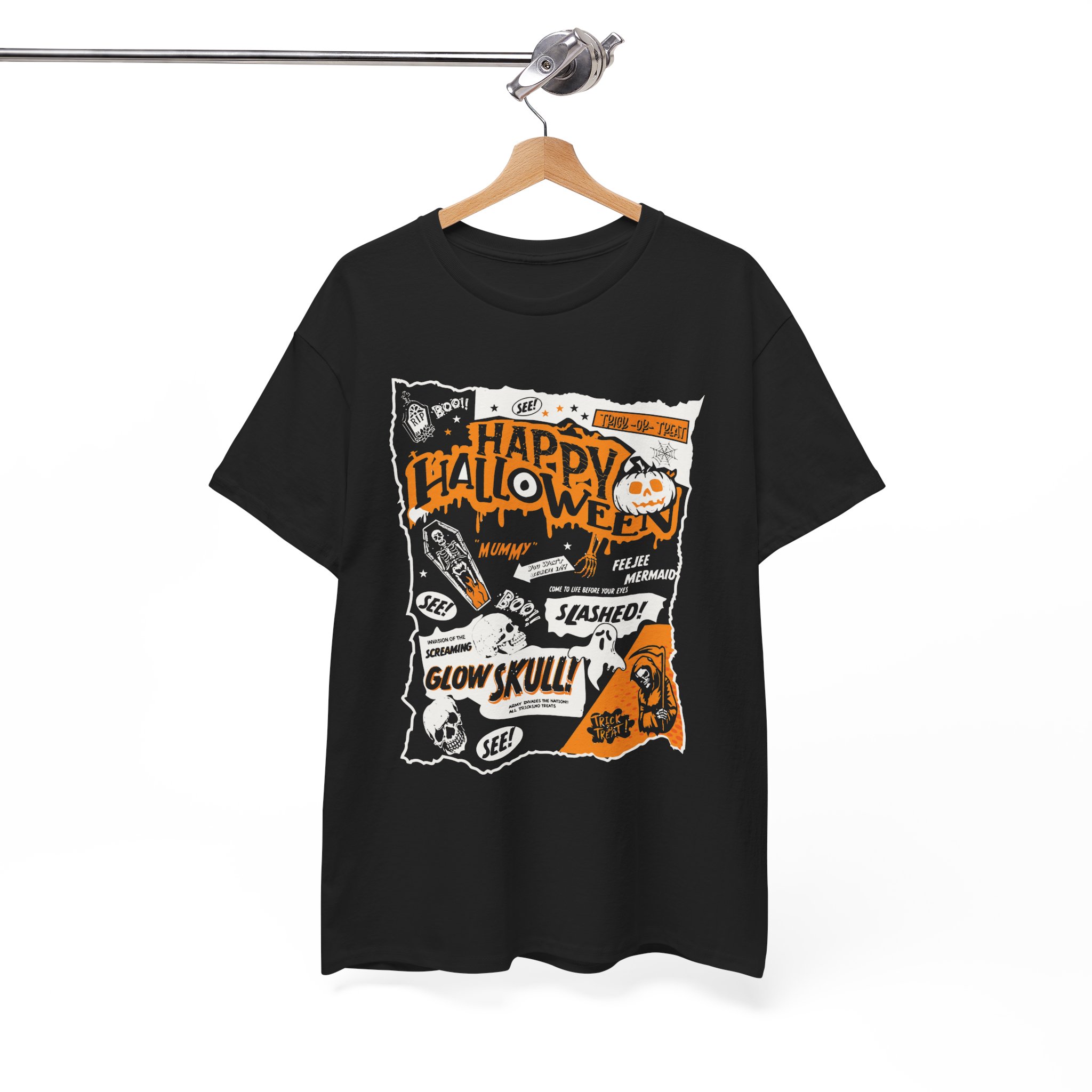 Happy Halloween Glow Skull Party T-Shirt - Image 2