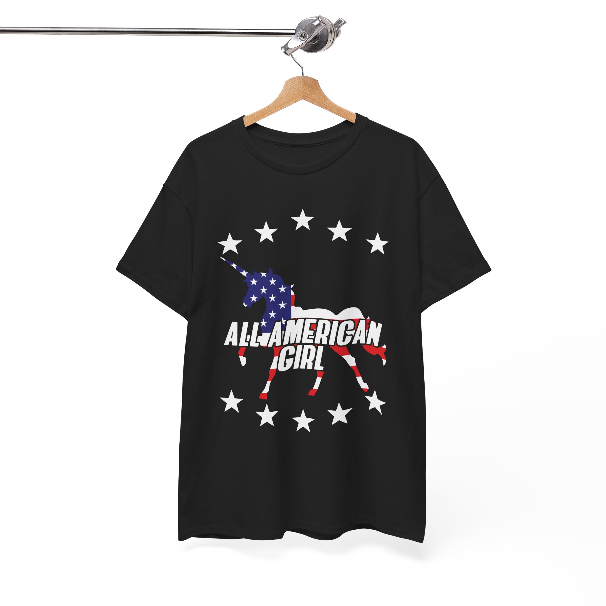 American Girl Unicorn Patriotic USA T-Shirt - Image 3