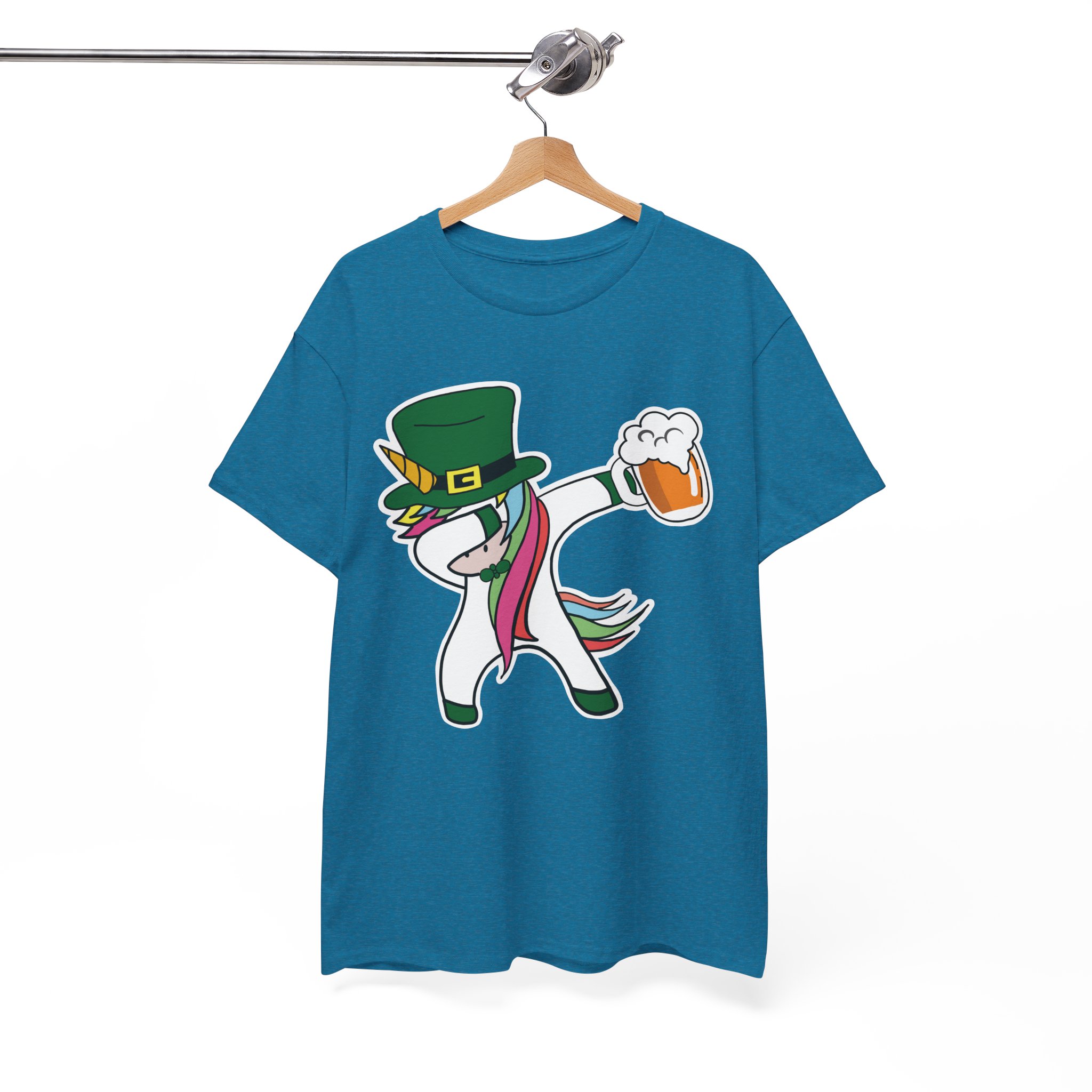 St. Patrick's Day Leprechaun Unicorn Dabbing with Beer T-Shirt - Image 7
