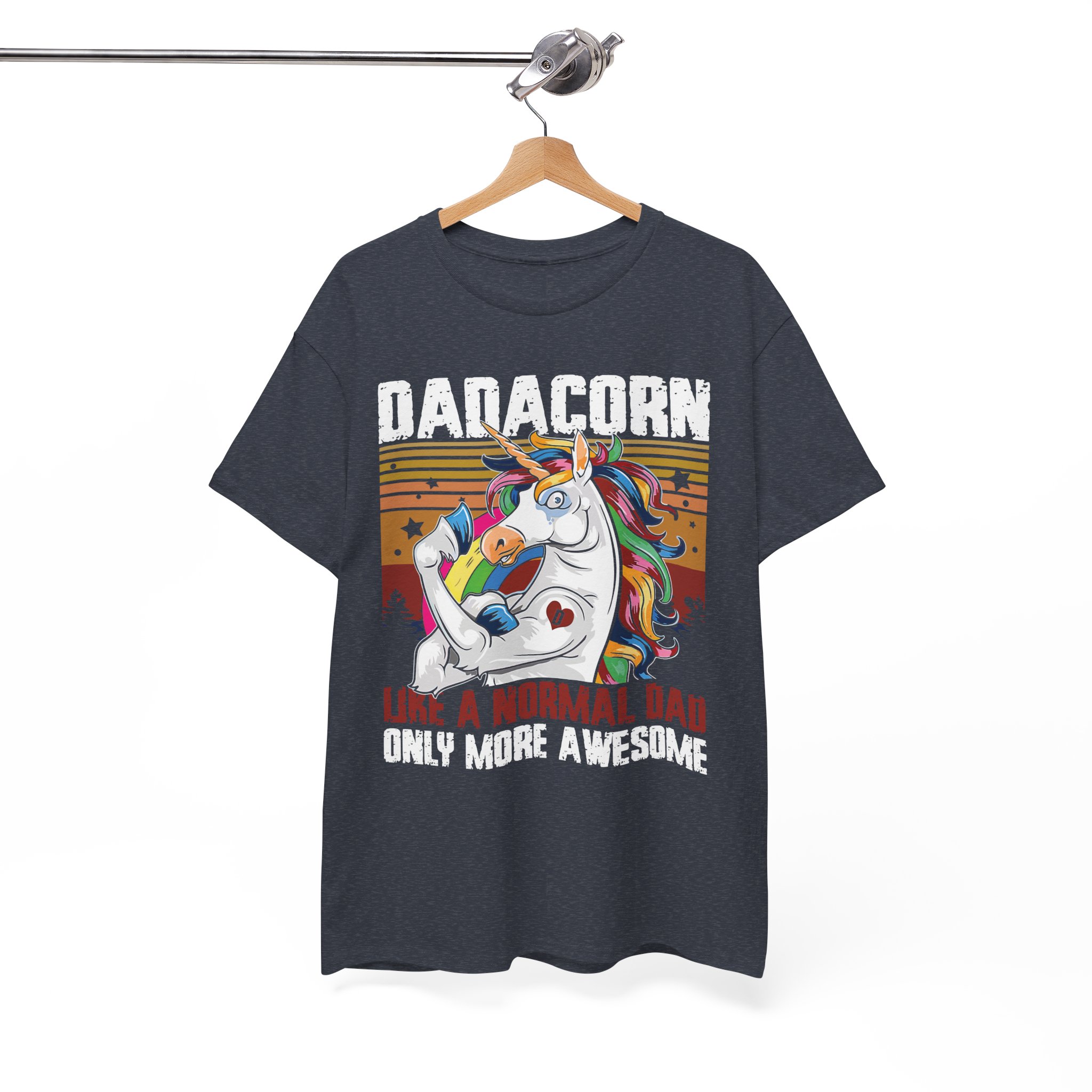 Dadacorn Awesome Dad Unicorn Retro T-Shirt - Image 8