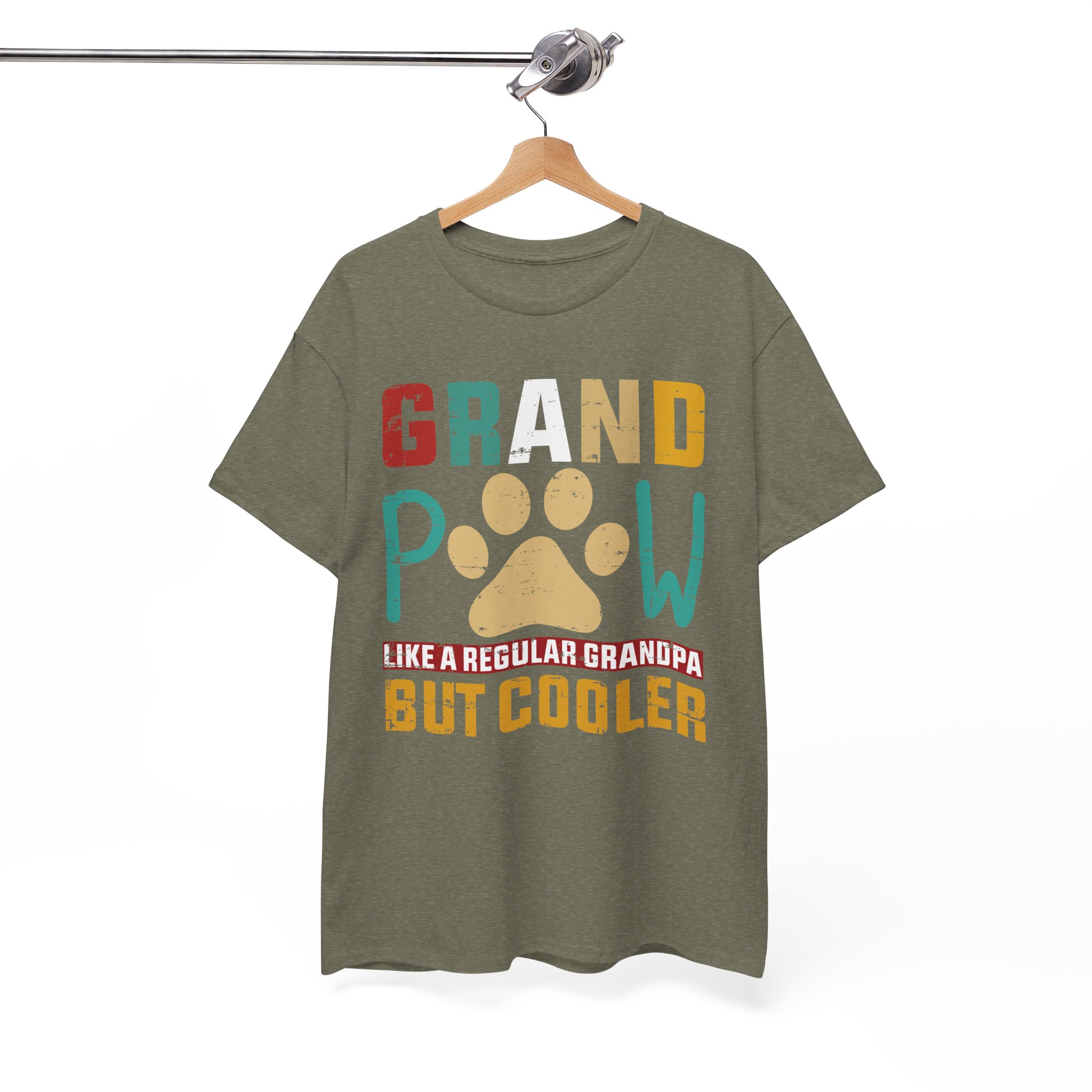 Grandpaw Like a Regular Grandpa But Cooler Retro Paw T-Shirt - Image 5