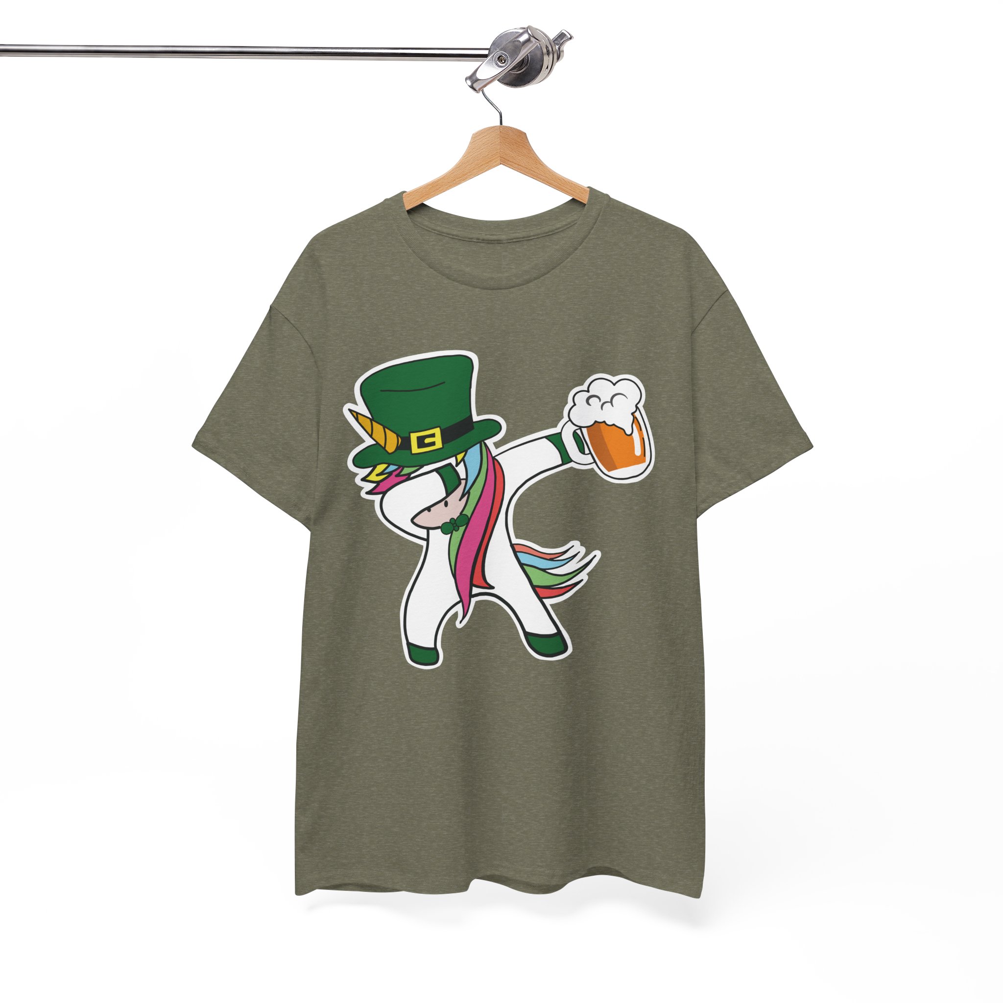 St. Patrick's Day Leprechaun Unicorn Dabbing with Beer T-Shirt - Image 4