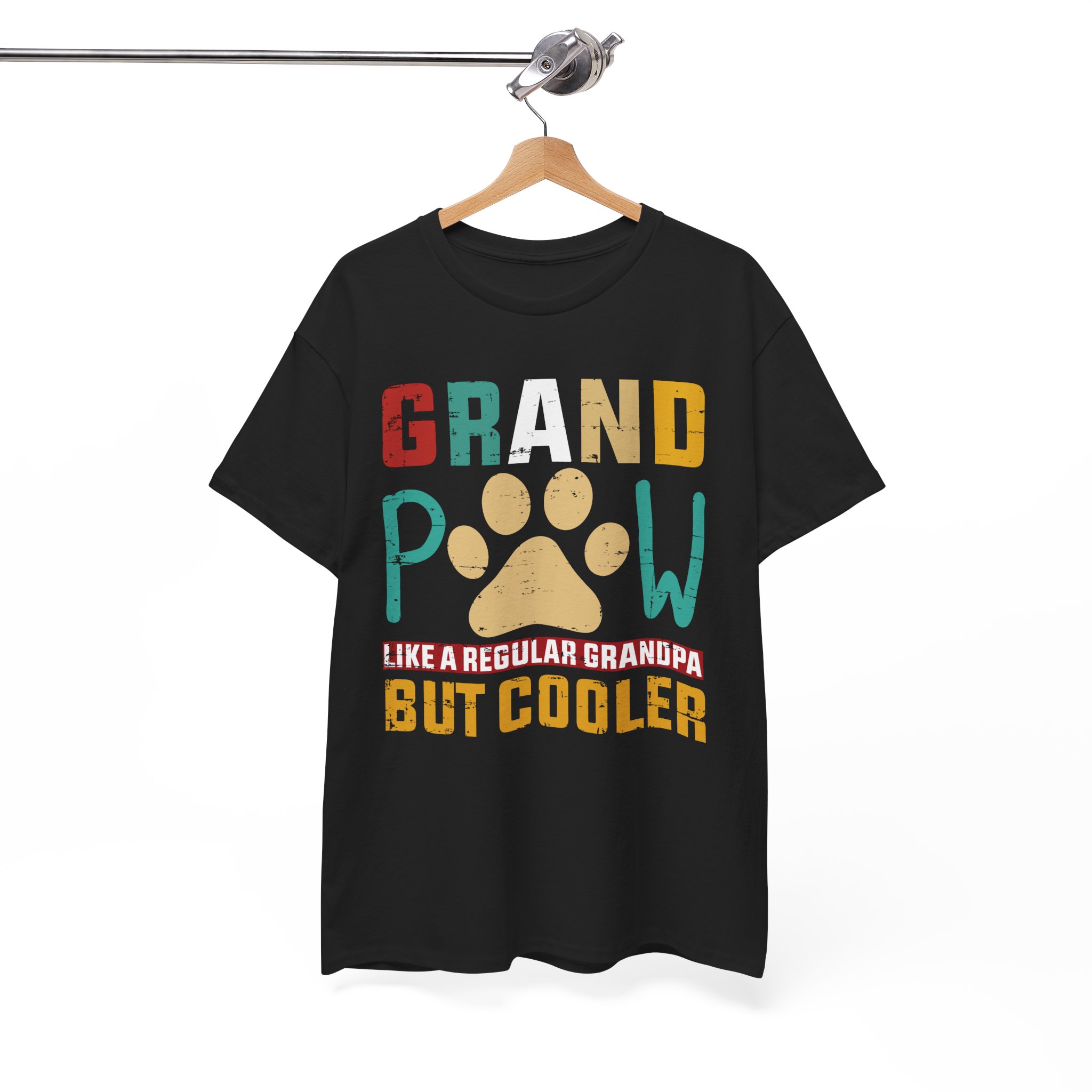 Grandpaw Like a Regular Grandpa But Cooler Retro Paw T-Shirt - Image 2