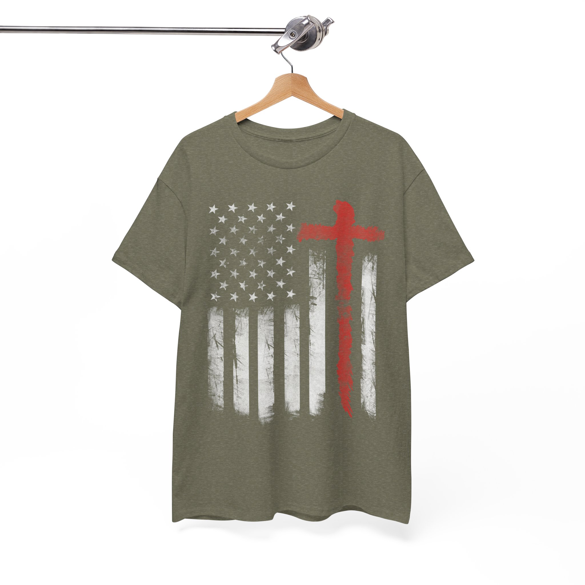 Christian Cross American Flag T-Shirt - Image 3