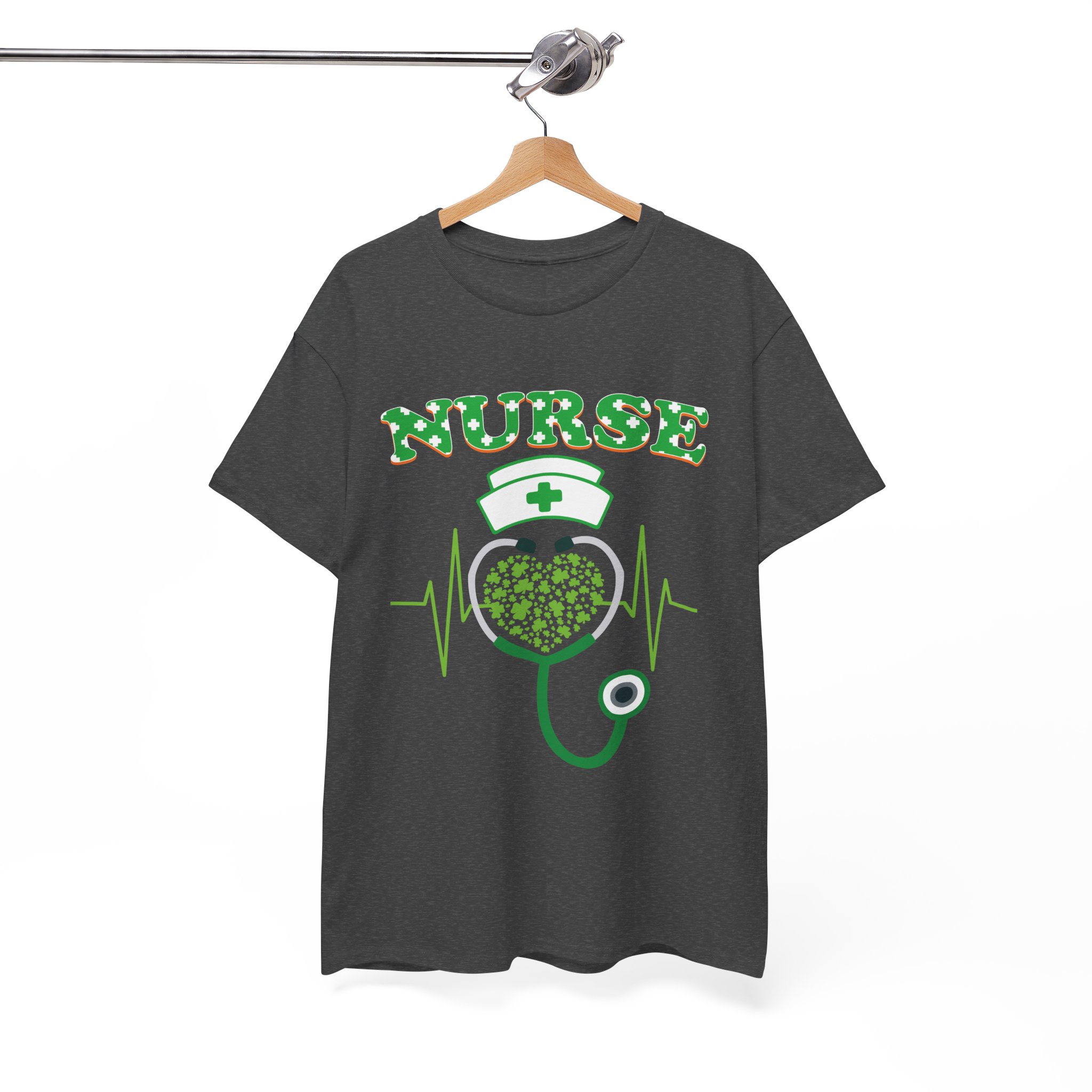 Nurse St. Patrick’s Day Heart Stethoscope T‑Shirt - Image 4
