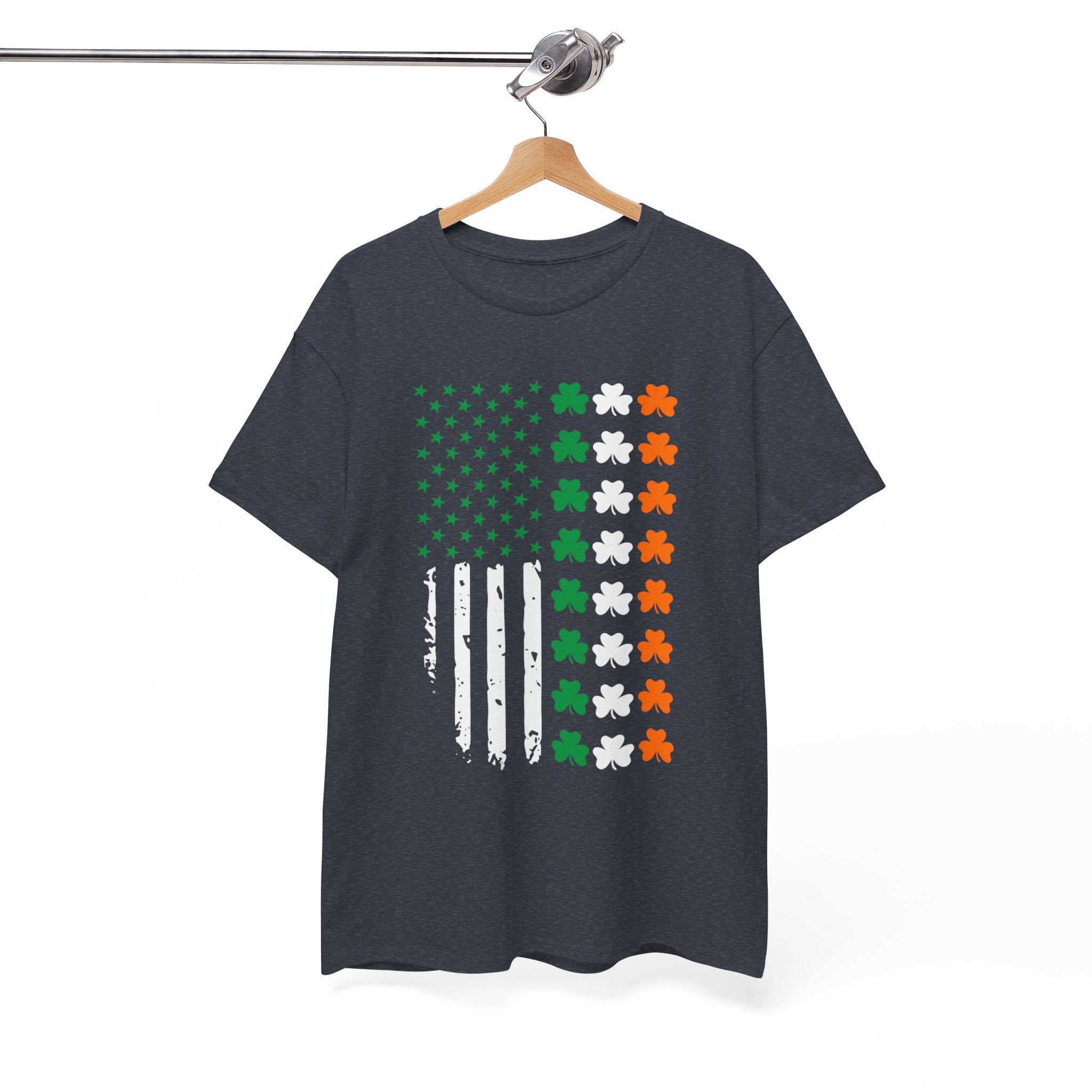 St. Patrick's Shamrock American Flag T-Shirt - Image 6