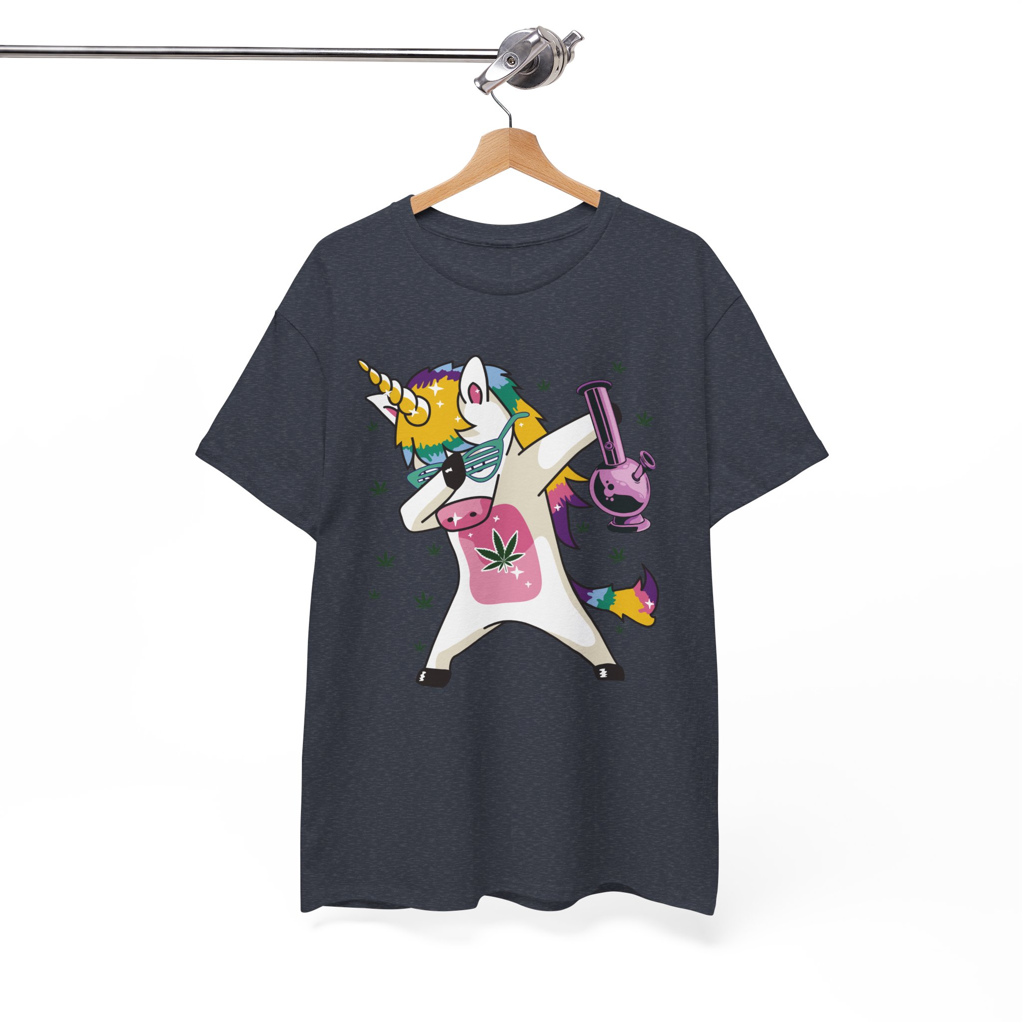 Unicorn Dabbing With Bong & Leaf T-Shirt - Image 9
