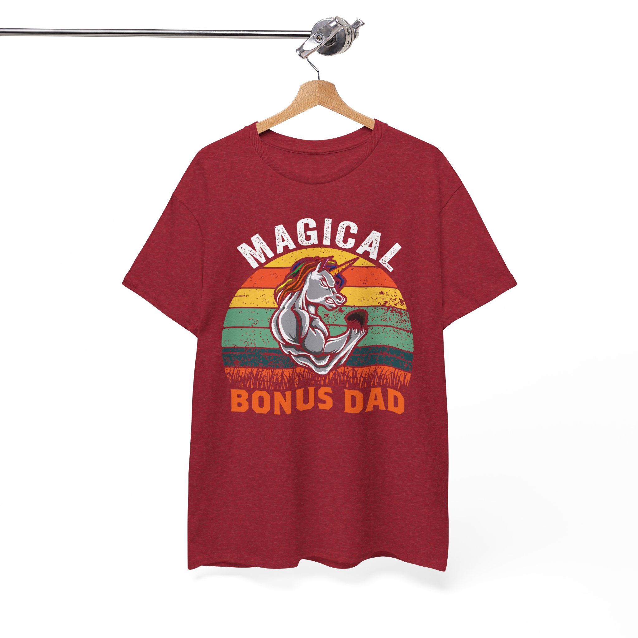 Magical Bonus Dad Retro Unicorn Father Gift T-Shirt - Image 9