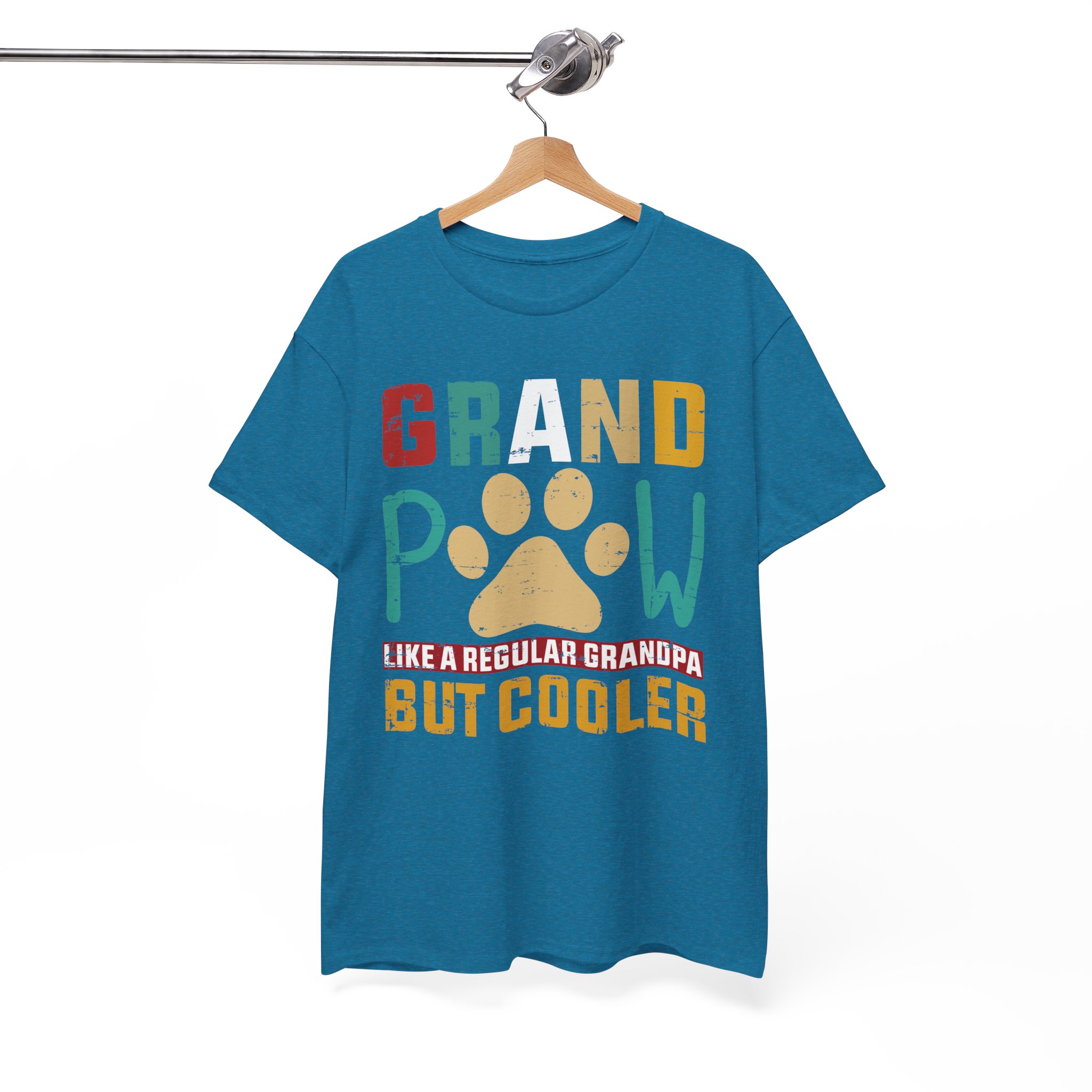 Grandpaw Like a Regular Grandpa But Cooler Retro Paw T-Shirt - Image 7