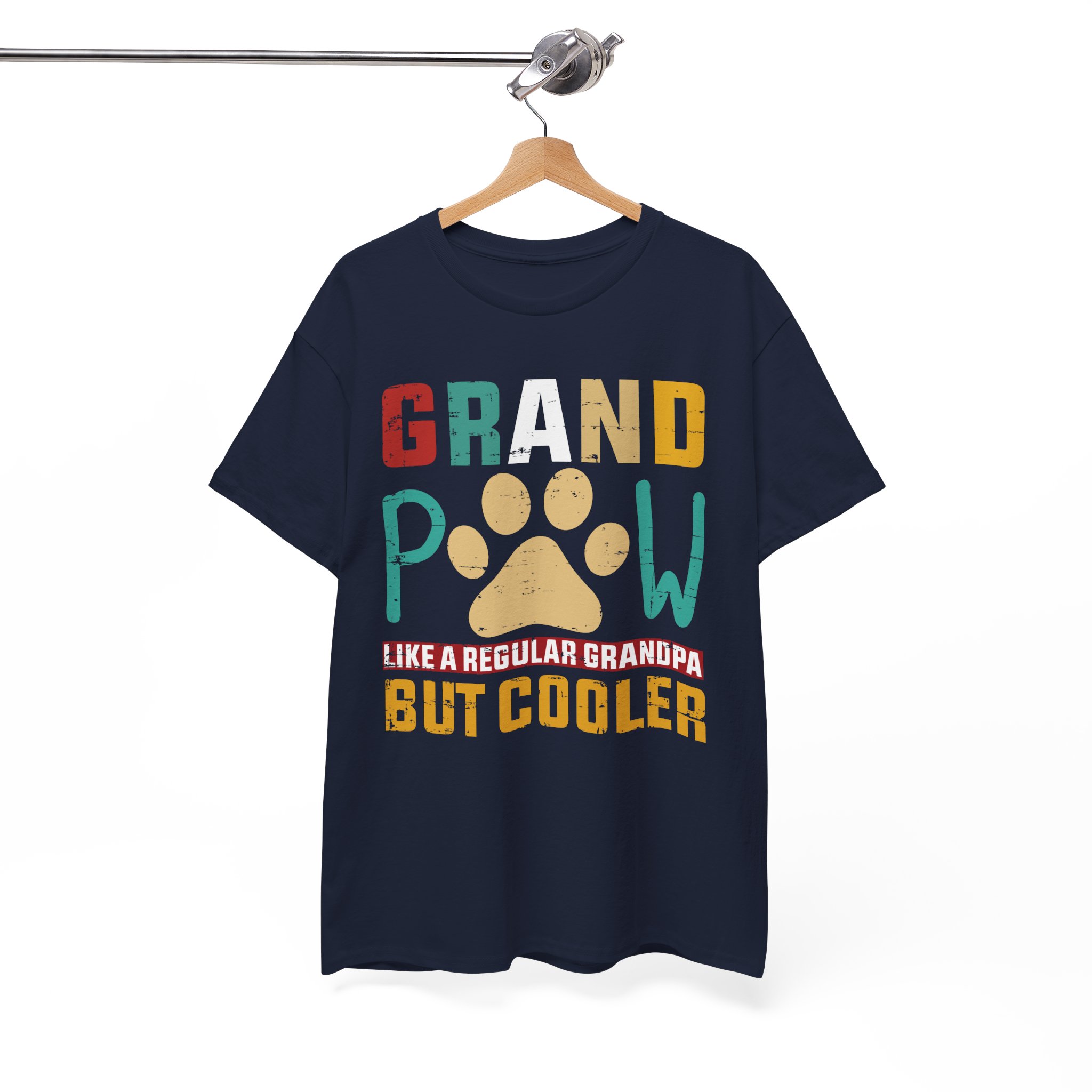 Grandpaw Like a Regular Grandpa But Cooler Retro Paw T-Shirt - Image 9