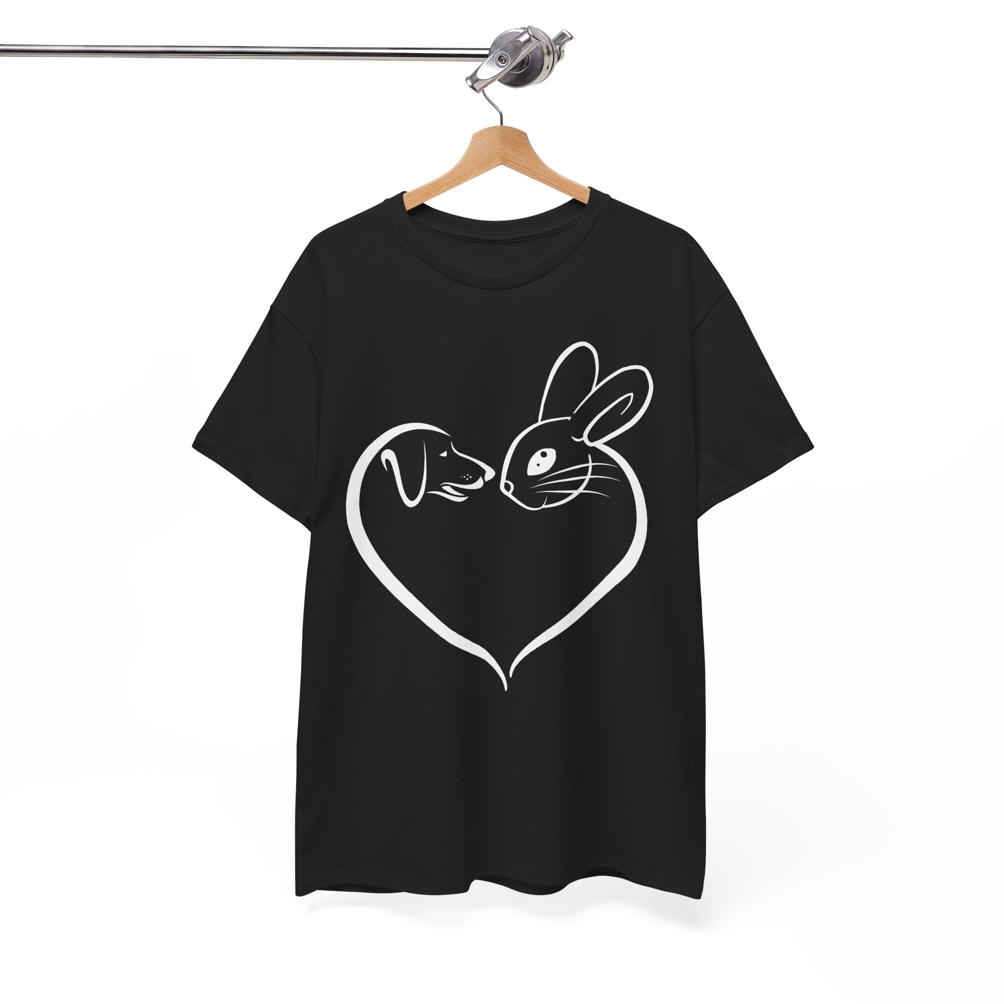 Dog & Bunny Heart Love T-Shirt for Pet Lovers - Image 3
