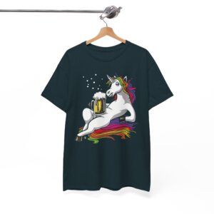 Beer Loving Rainbow Unicorn T-Shirt - Funny Novelty Graphic Tee