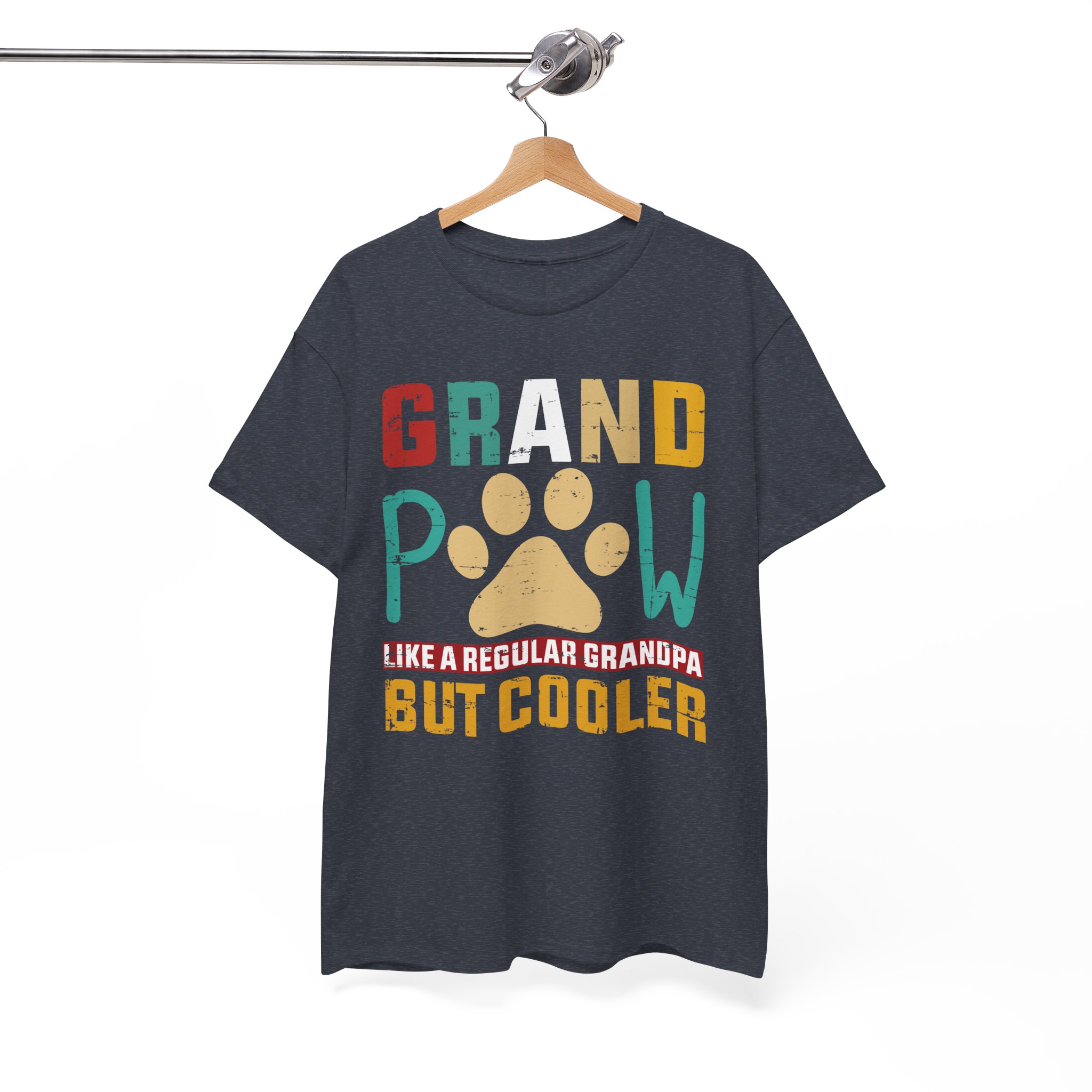 Grandpaw Like a Regular Grandpa But Cooler Retro Paw T-Shirt - Image 10