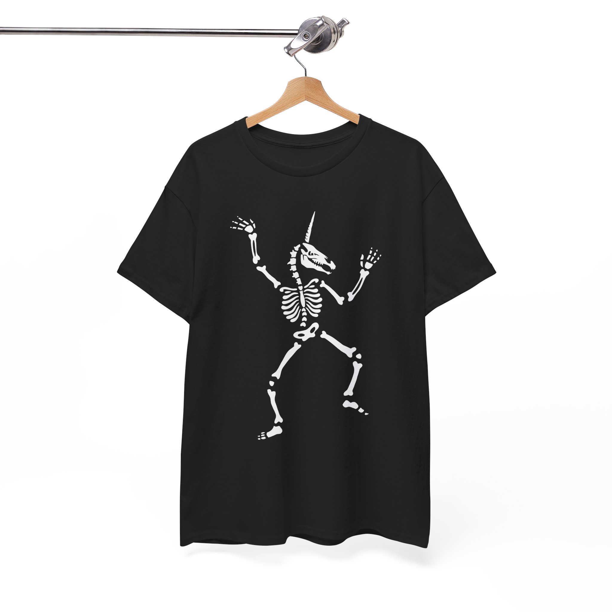 Unicorn Dancing Skeleton Spooky Halloween Skull T-Shirt - Image 2