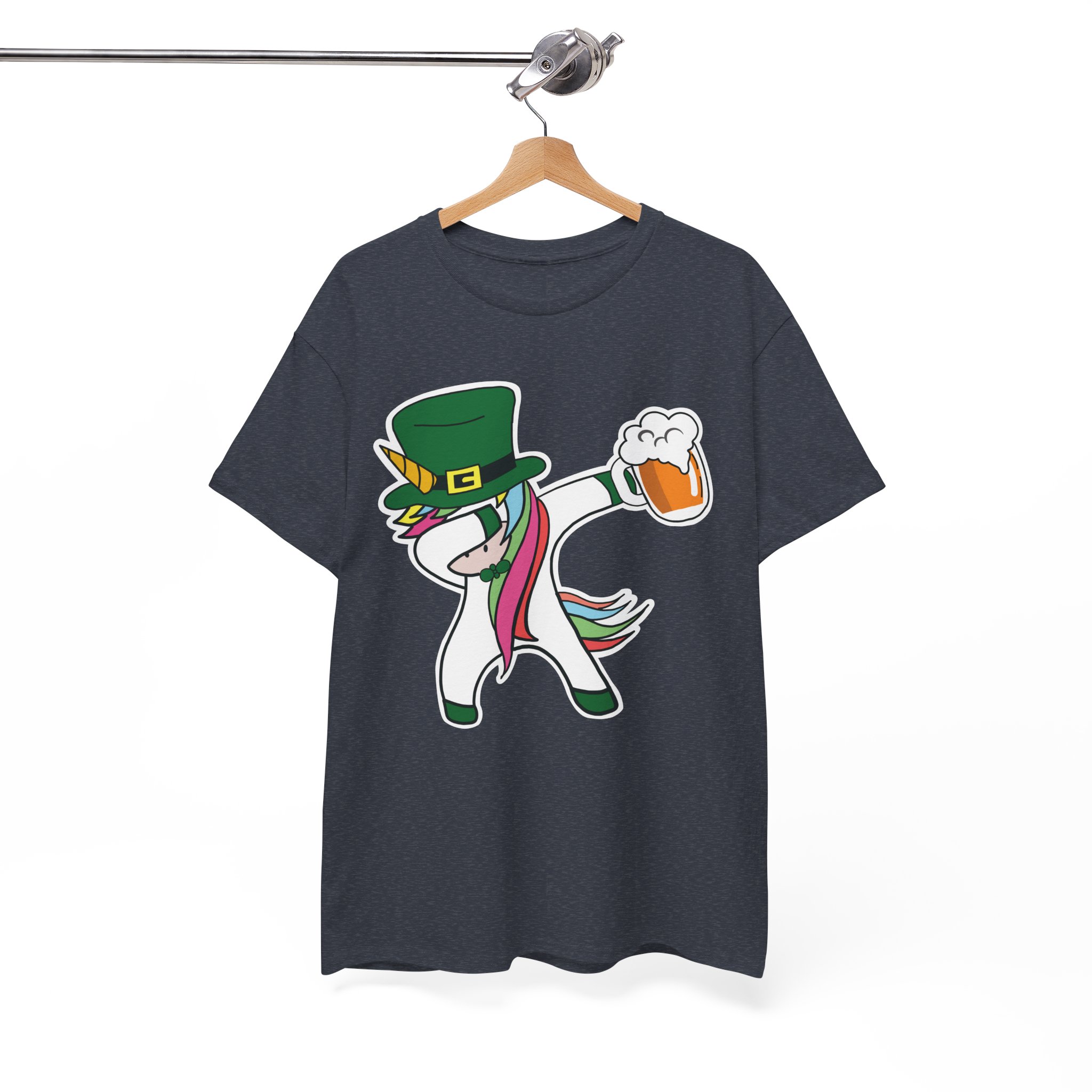 St. Patrick's Day Leprechaun Unicorn Dabbing with Beer T-Shirt - Image 10