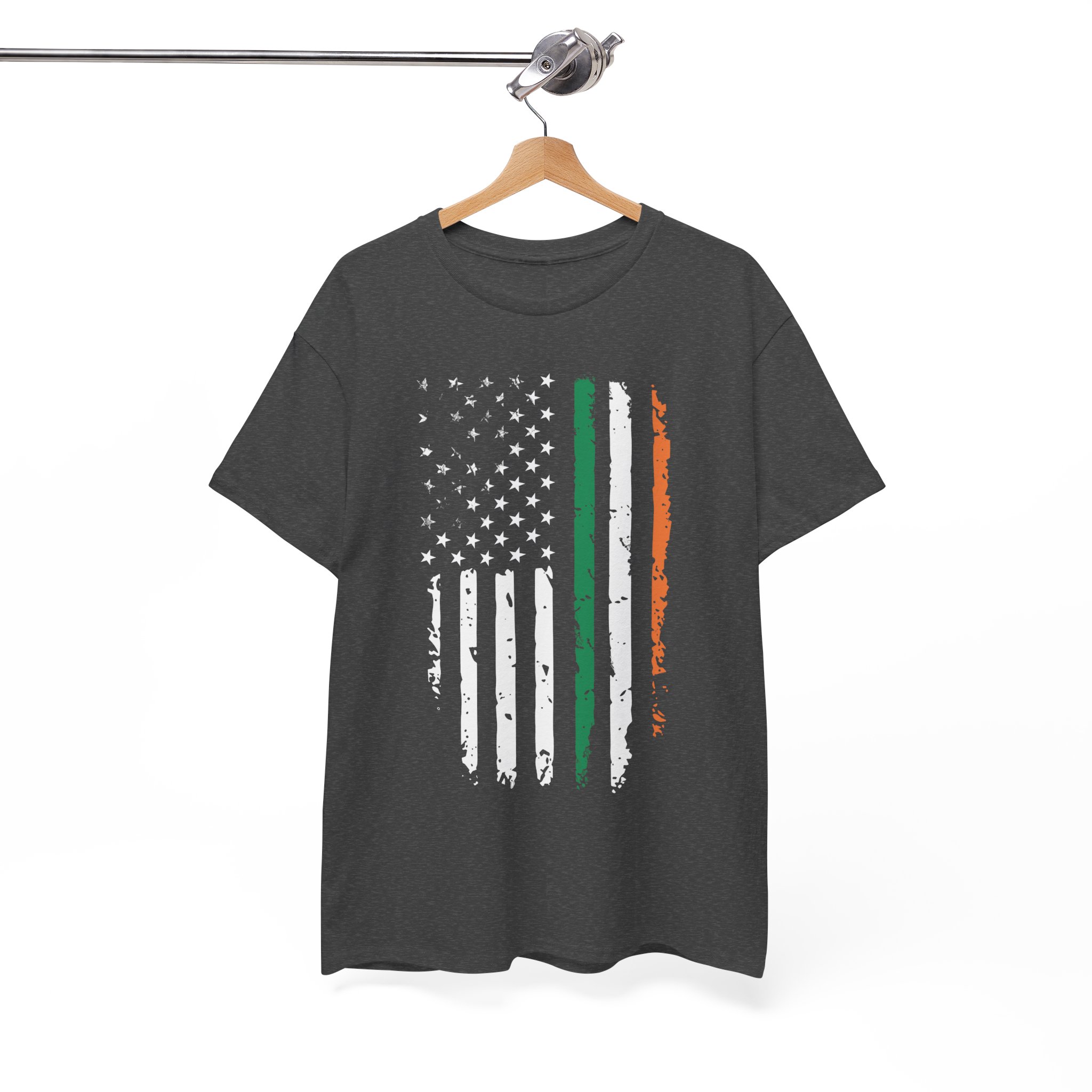 Irish Flag Distressed American Flag T-Shirt - Image 4
