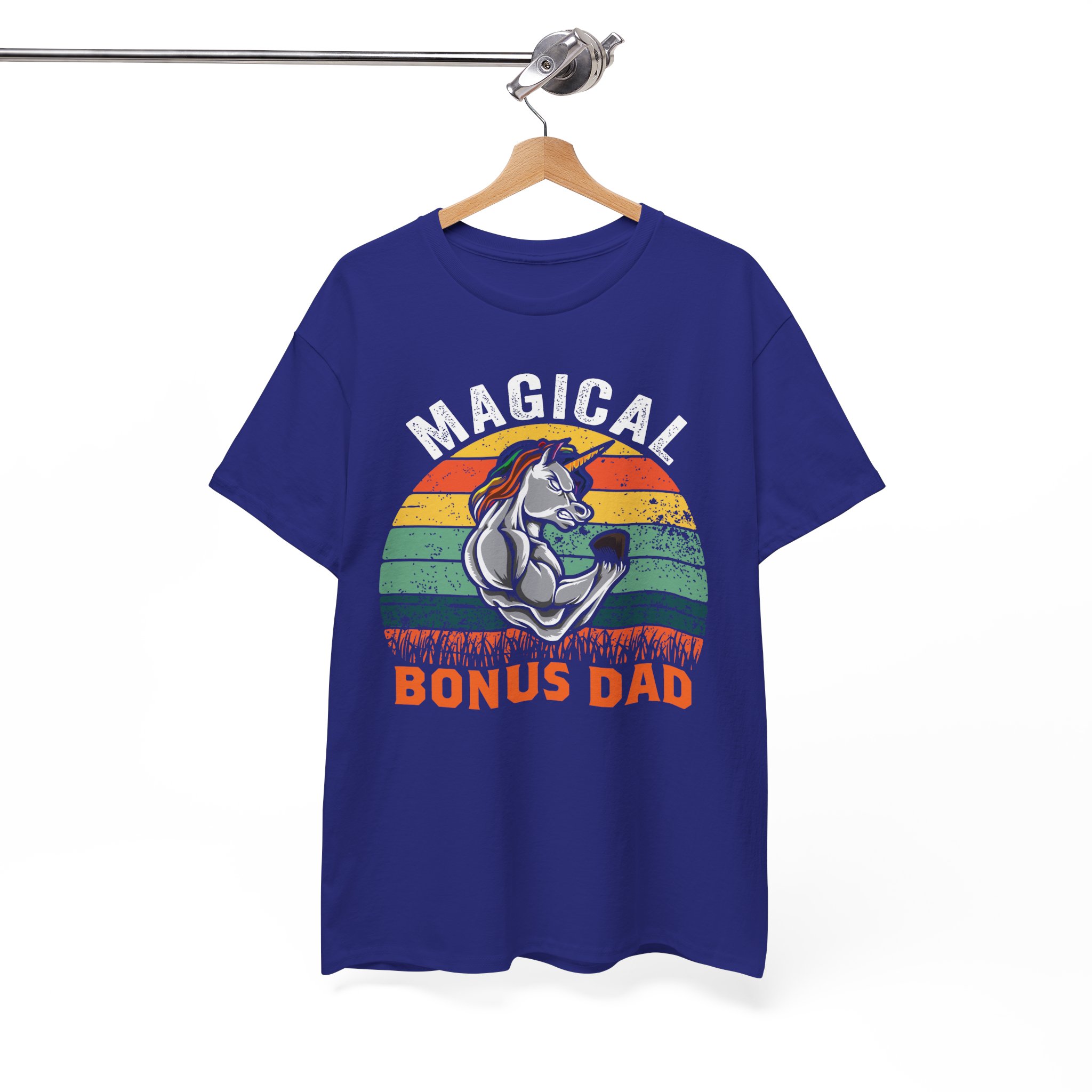 Magical Bonus Dad Retro Unicorn Father Gift T-Shirt - Image 8