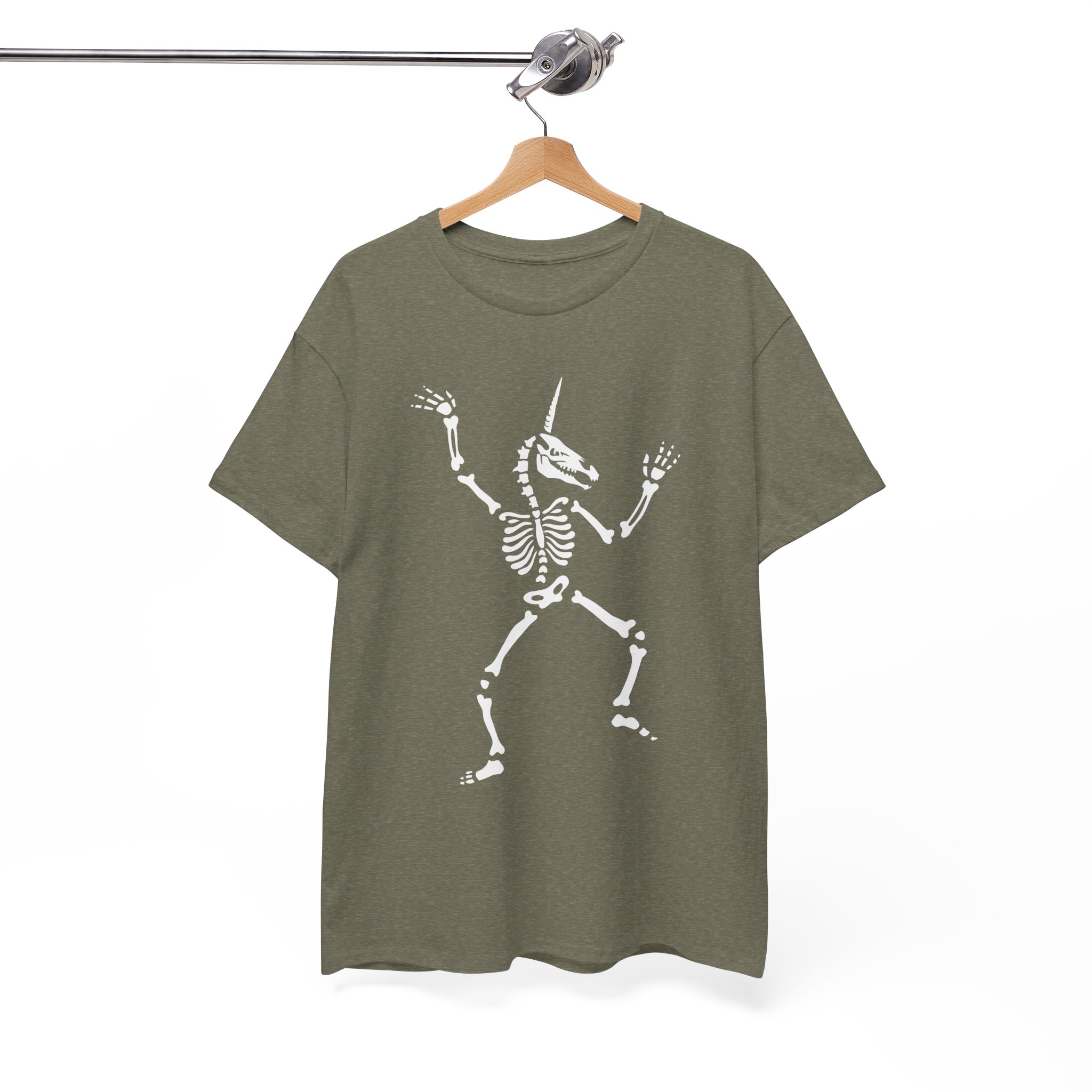Unicorn Dancing Skeleton Spooky Halloween Skull T-Shirt - Image 3