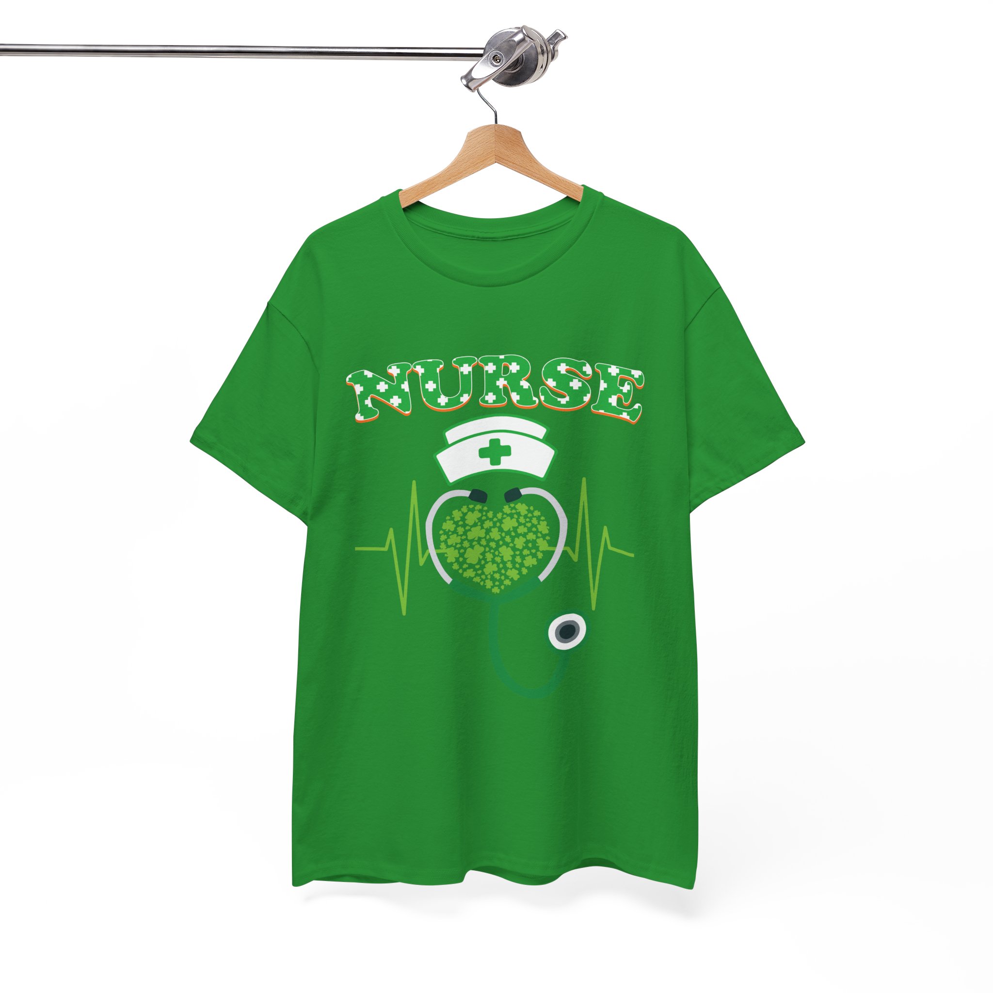 Nurse St. Patrick’s Day Heart Stethoscope T‑Shirt - Image 3