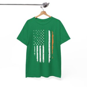 Irish Flag Distressed American Flag T-Shirt