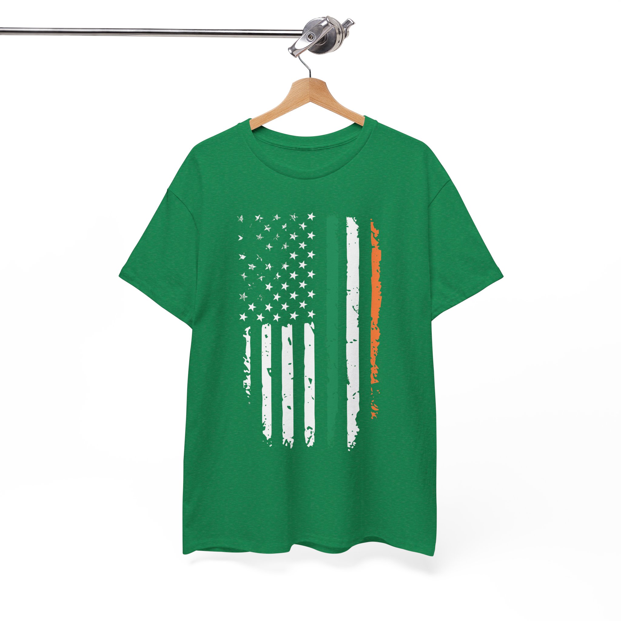 Irish Flag Distressed American Flag T-Shirt