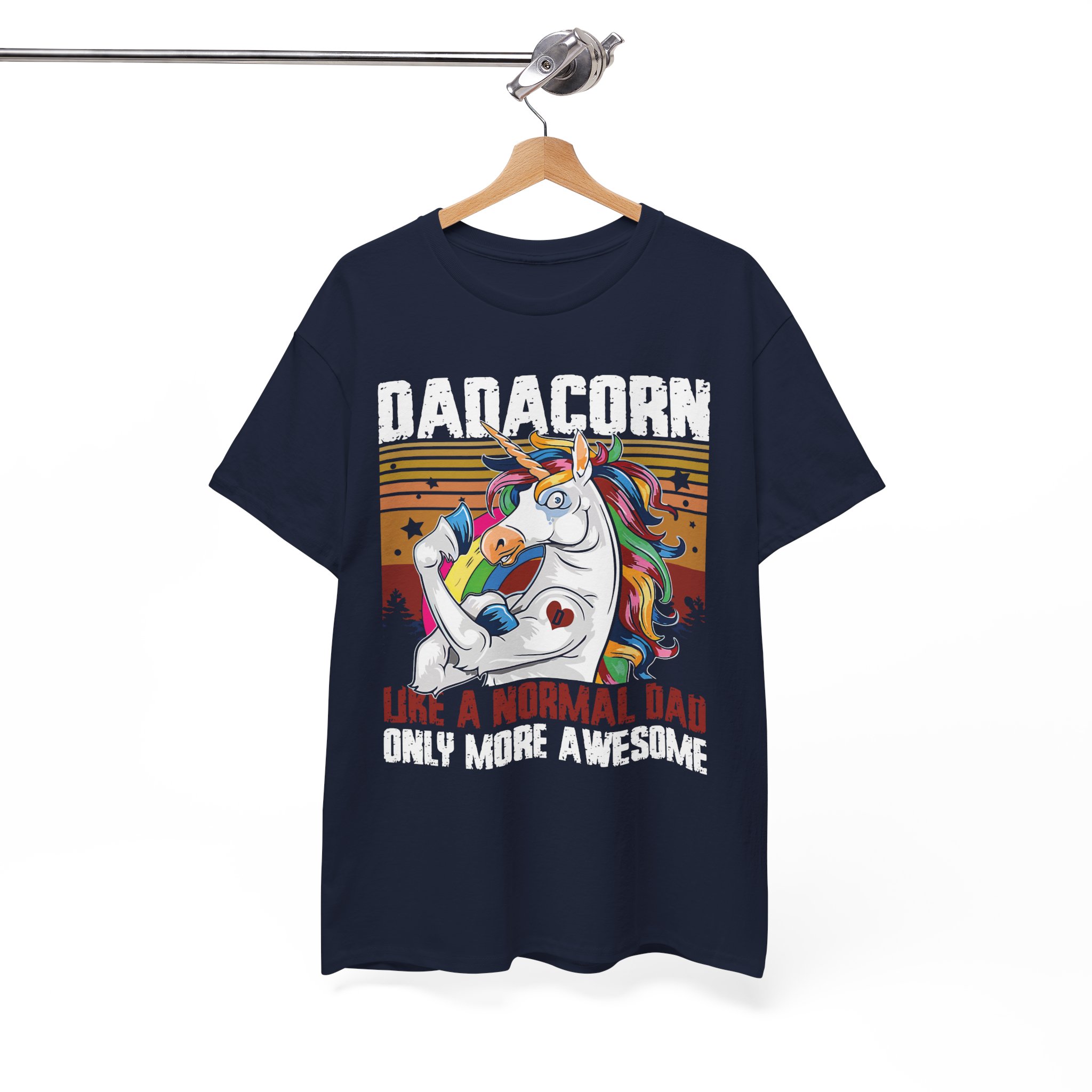 Dadacorn Awesome Dad Unicorn Retro T-Shirt - Image 7