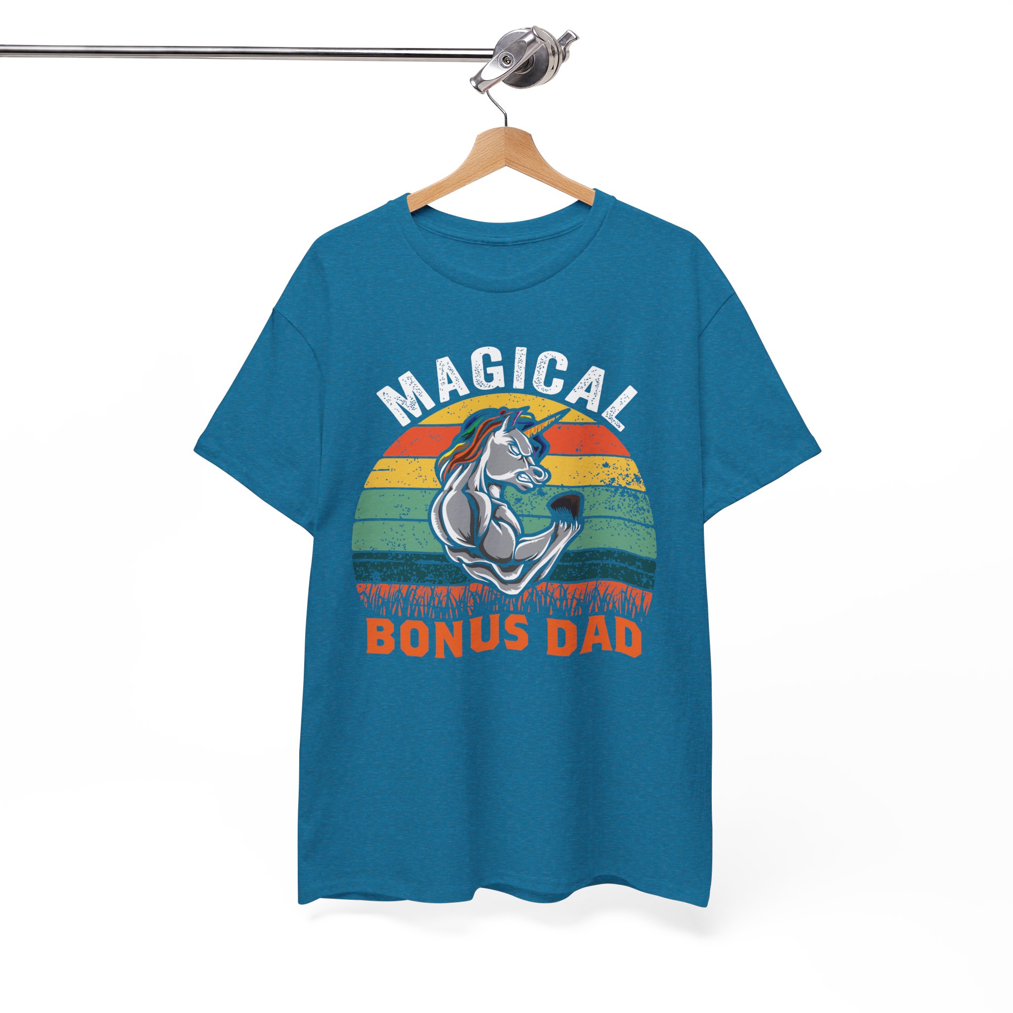 Magical Bonus Dad Retro Unicorn Father Gift T-Shirt - Image 4