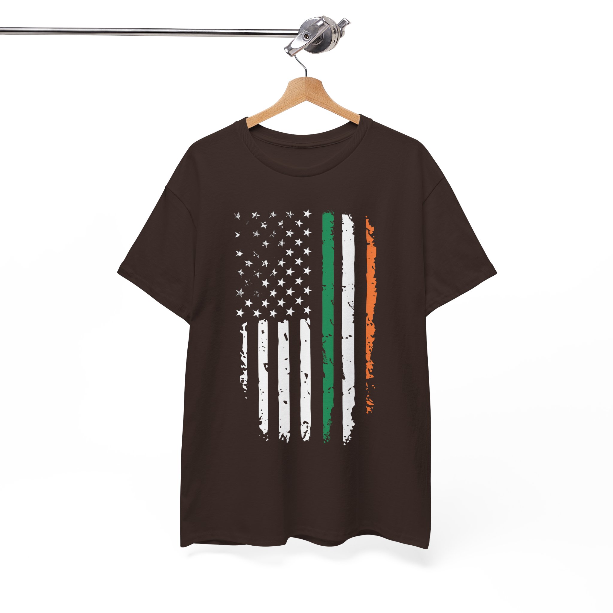 Irish Flag Distressed American Flag T-Shirt - Image 8