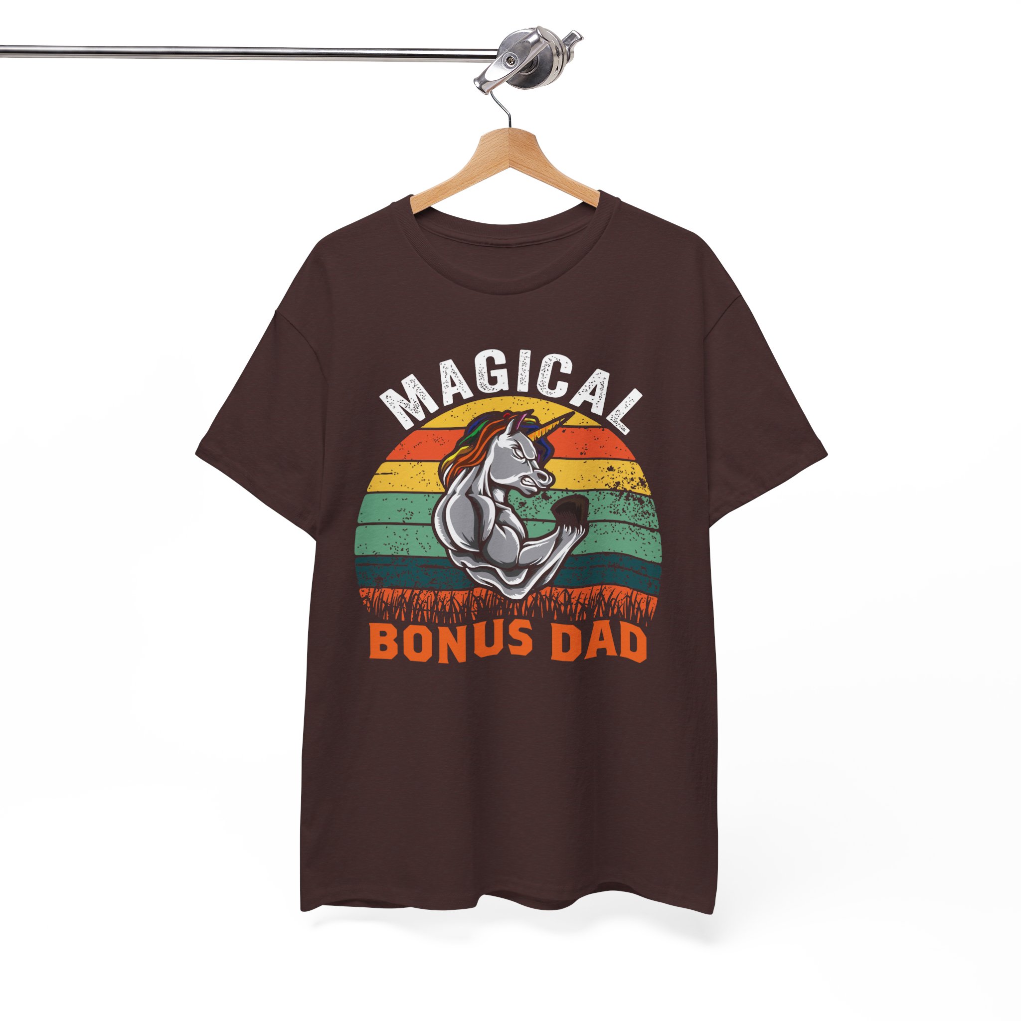 Magical Bonus Dad Retro Unicorn Father Gift T-Shirt - Image 2