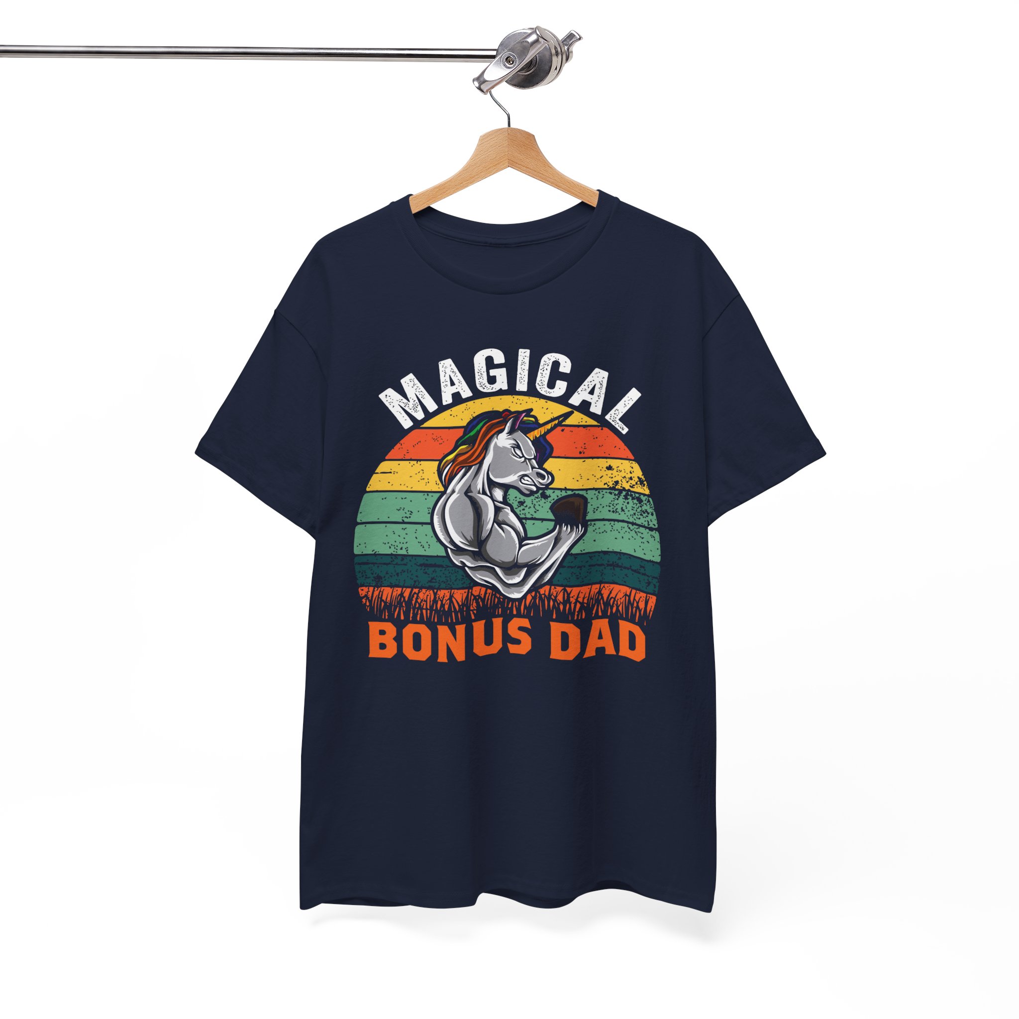 Magical Bonus Dad Retro Unicorn Father Gift T-Shirt - Image 6