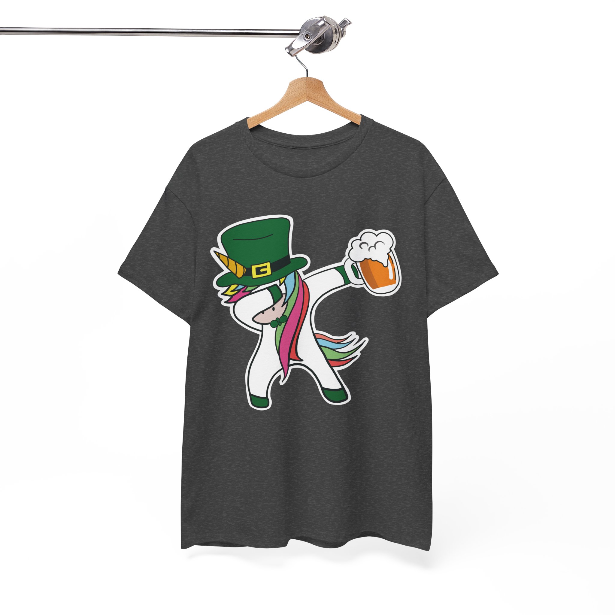 St. Patrick's Day Leprechaun Unicorn Dabbing with Beer T-Shirt - Image 6