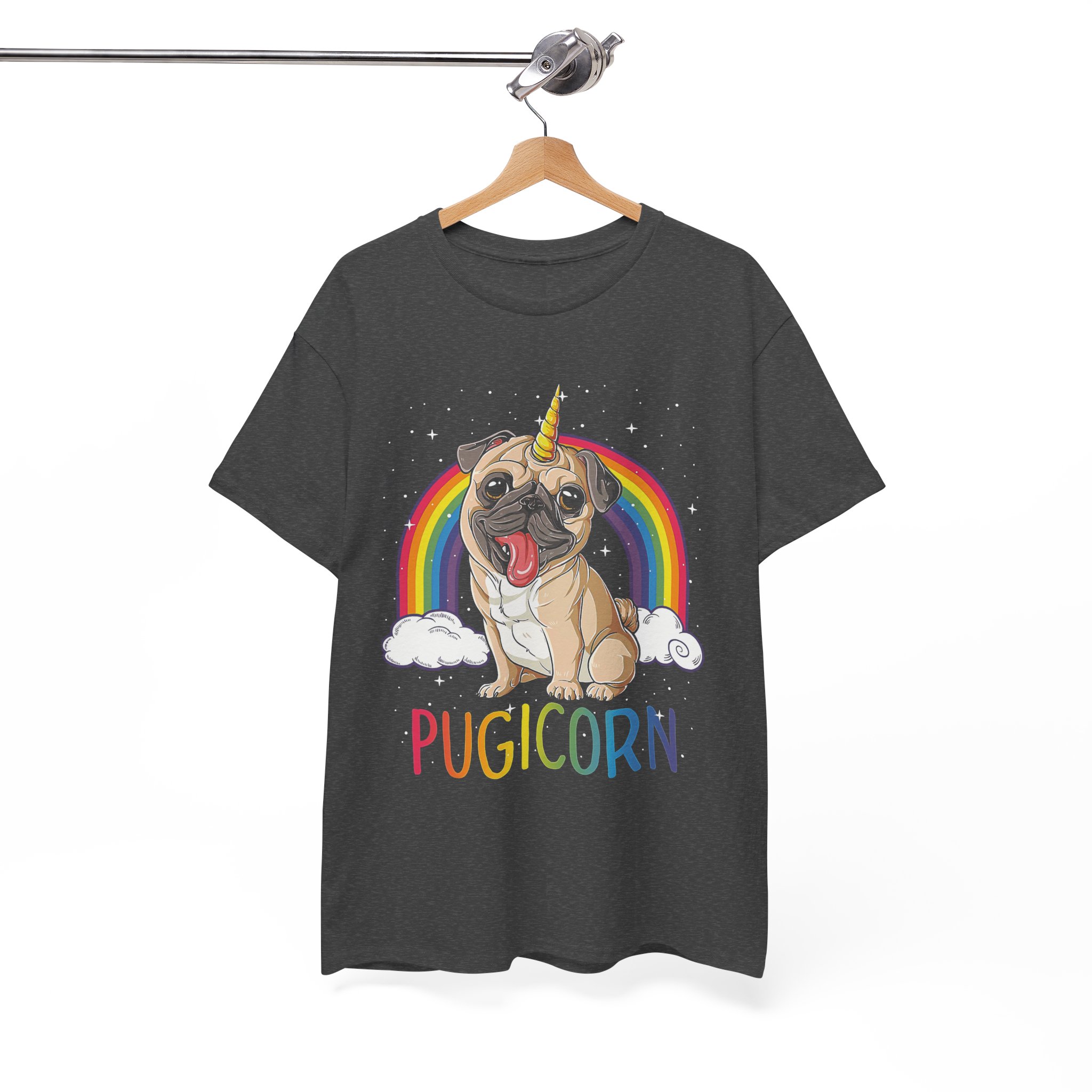 Pugicorn Cute Pug Dog With Unicorn Rainbow T-Shirt - Image 5