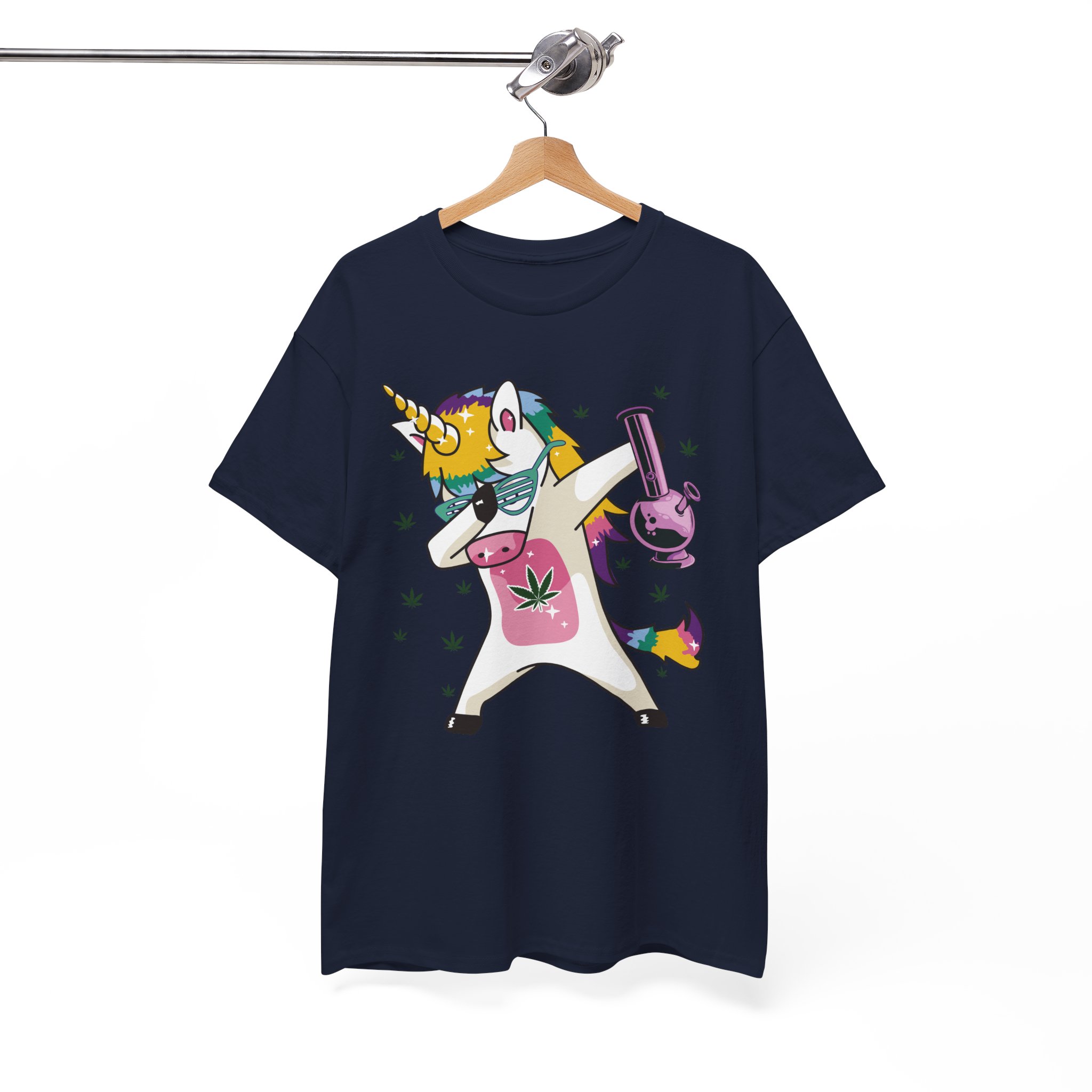 Unicorn Dabbing With Bong & Leaf T-Shirt - Image 8