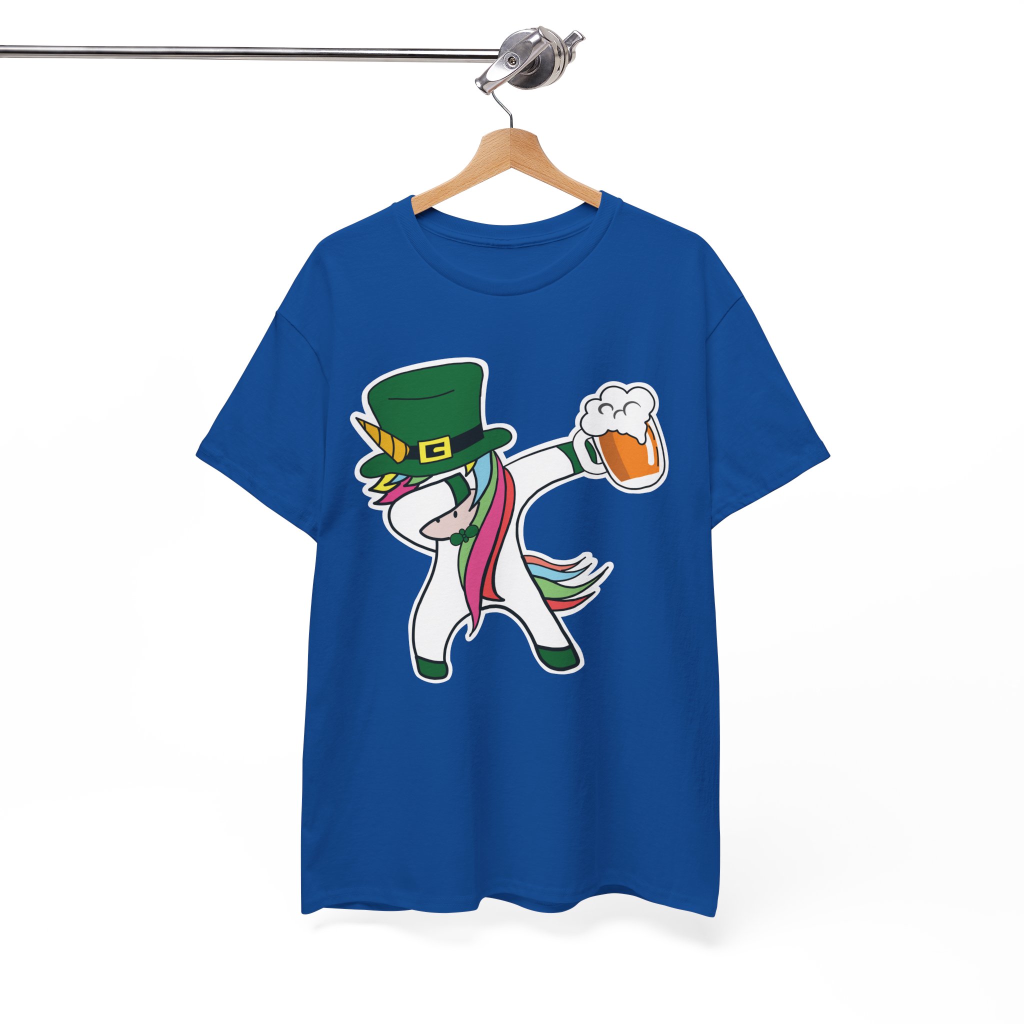 St. Patrick's Day Leprechaun Unicorn Dabbing with Beer T-Shirt - Image 8