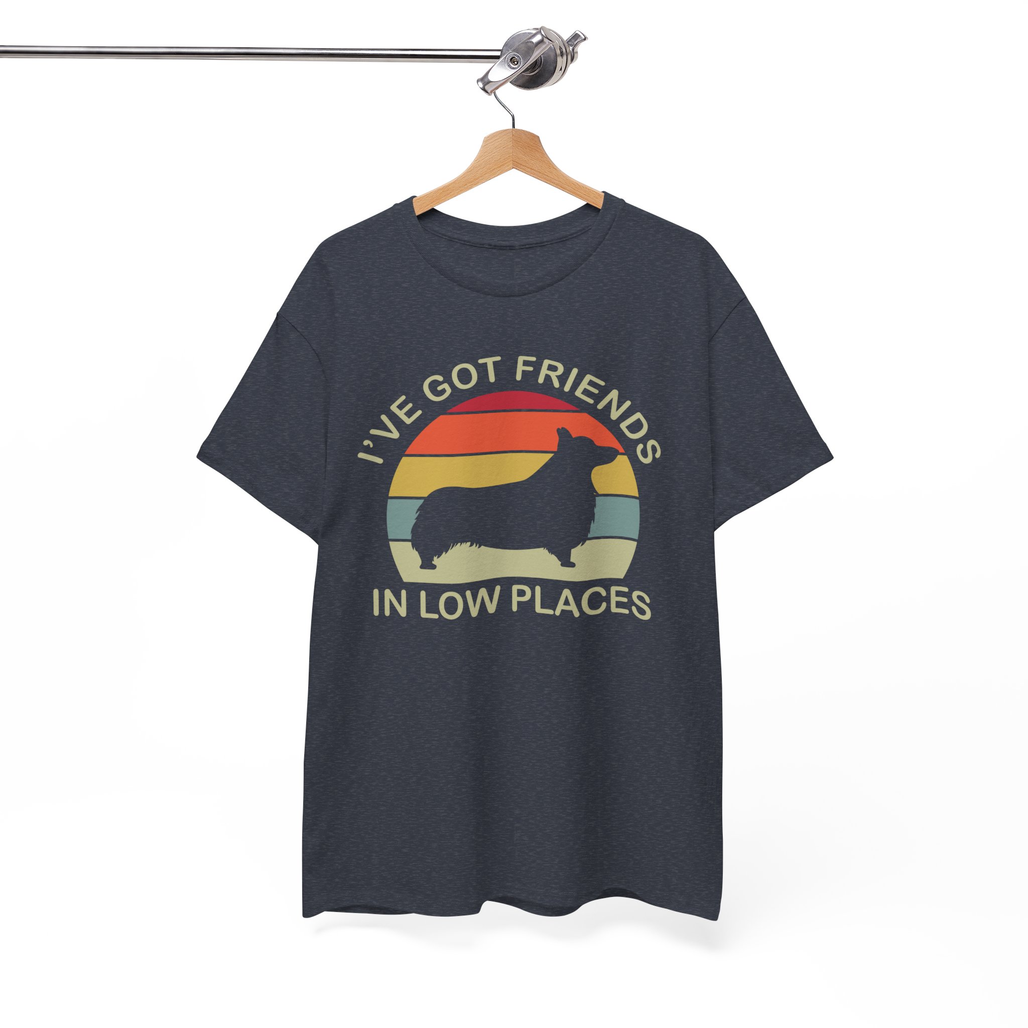 I've Got Friends in Low Places Retro Corgi Dog T-Shirt - Image 9