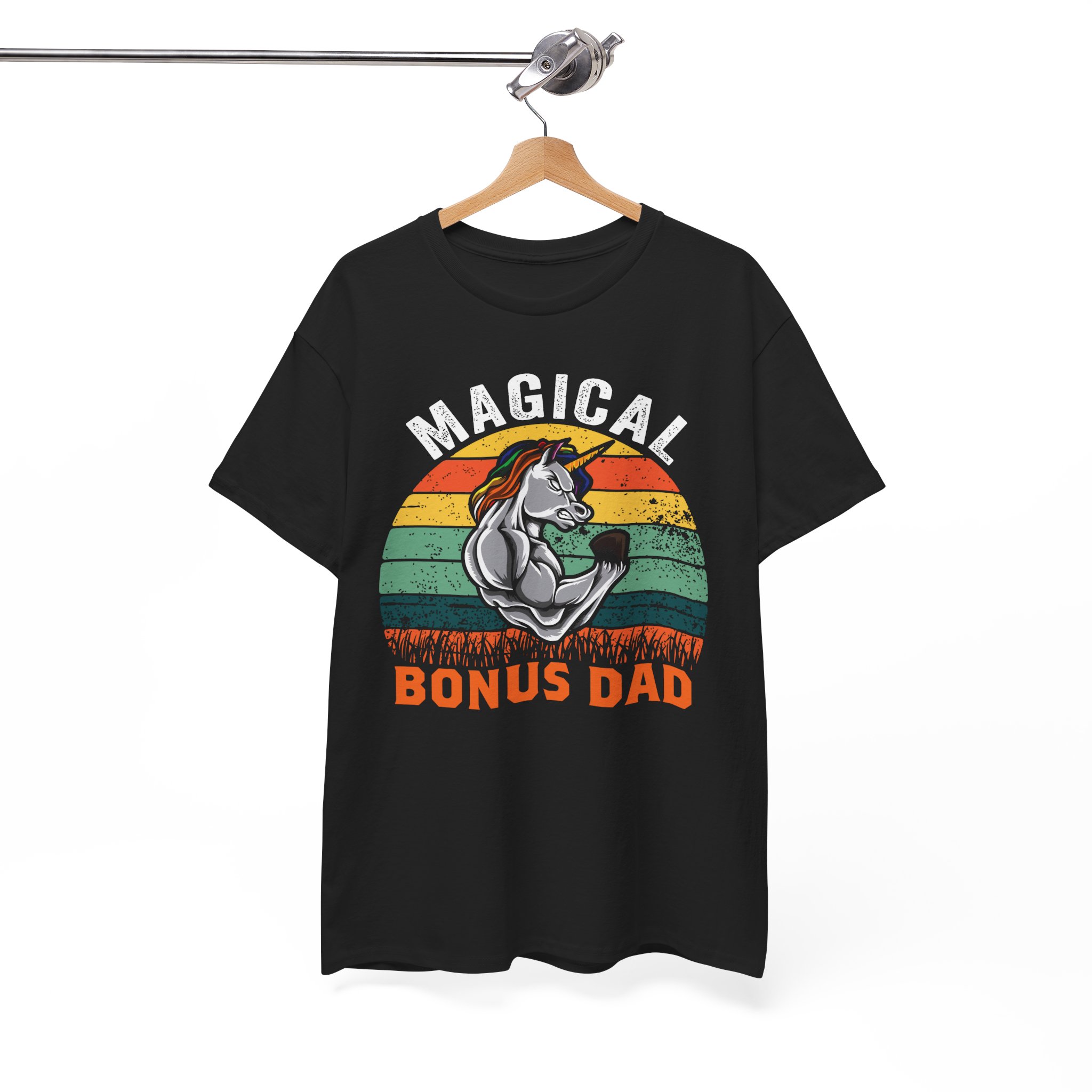 Magical Bonus Dad Retro Unicorn Father Gift T-Shirt - Image 3