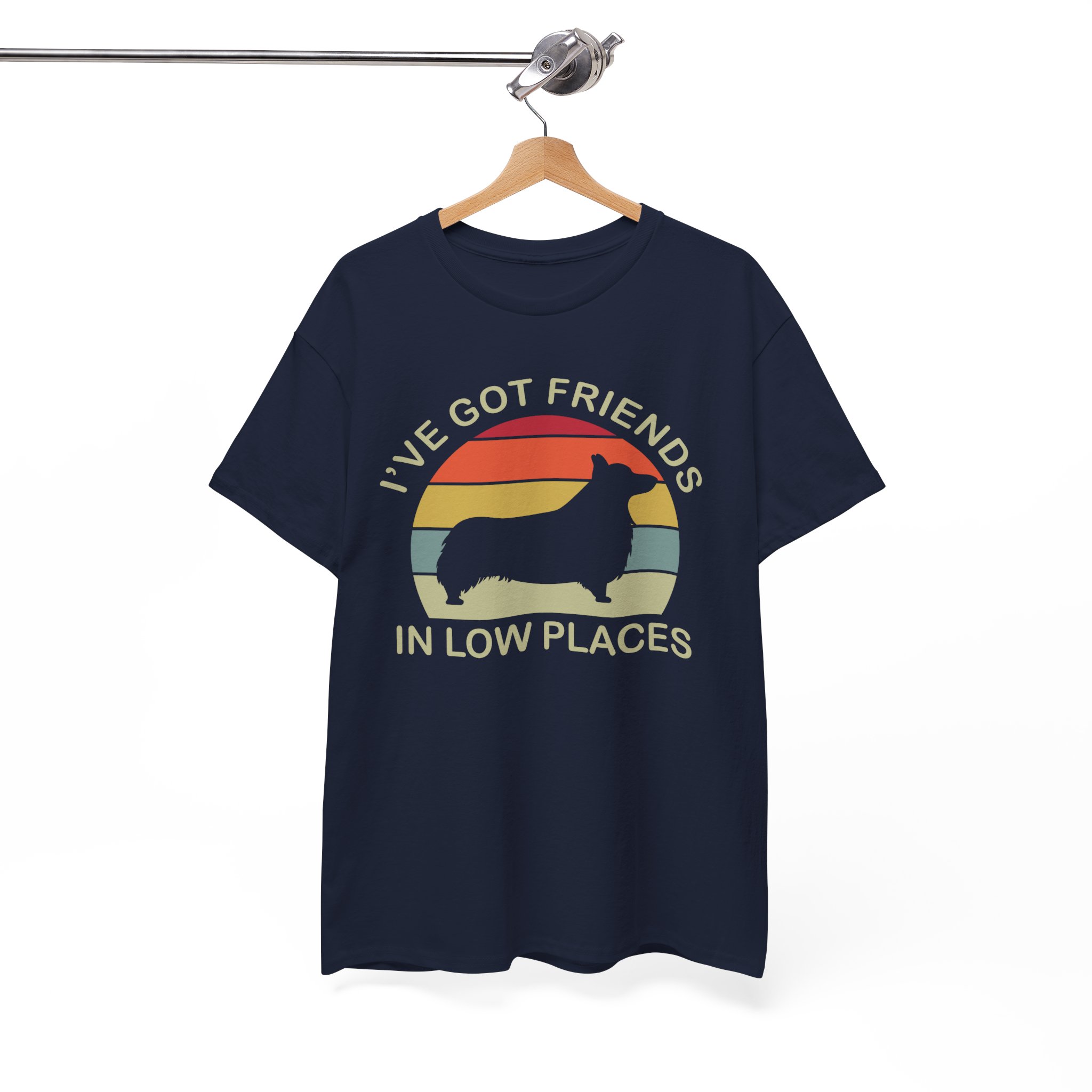 I've Got Friends in Low Places Retro Corgi Dog T-Shirt - Image 8