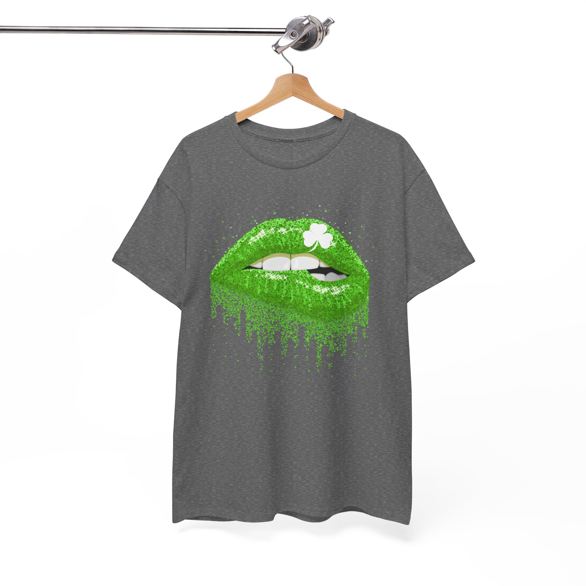 Green Glitter Lips St. Patrick’s Day Kiss T-Shirt - Image 5