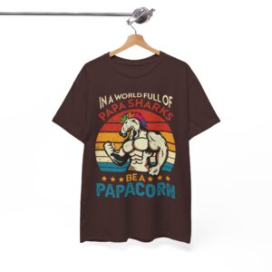 Papa Sharks Be a Papacorn Unicorn Fathers Day Retro T-Shirt