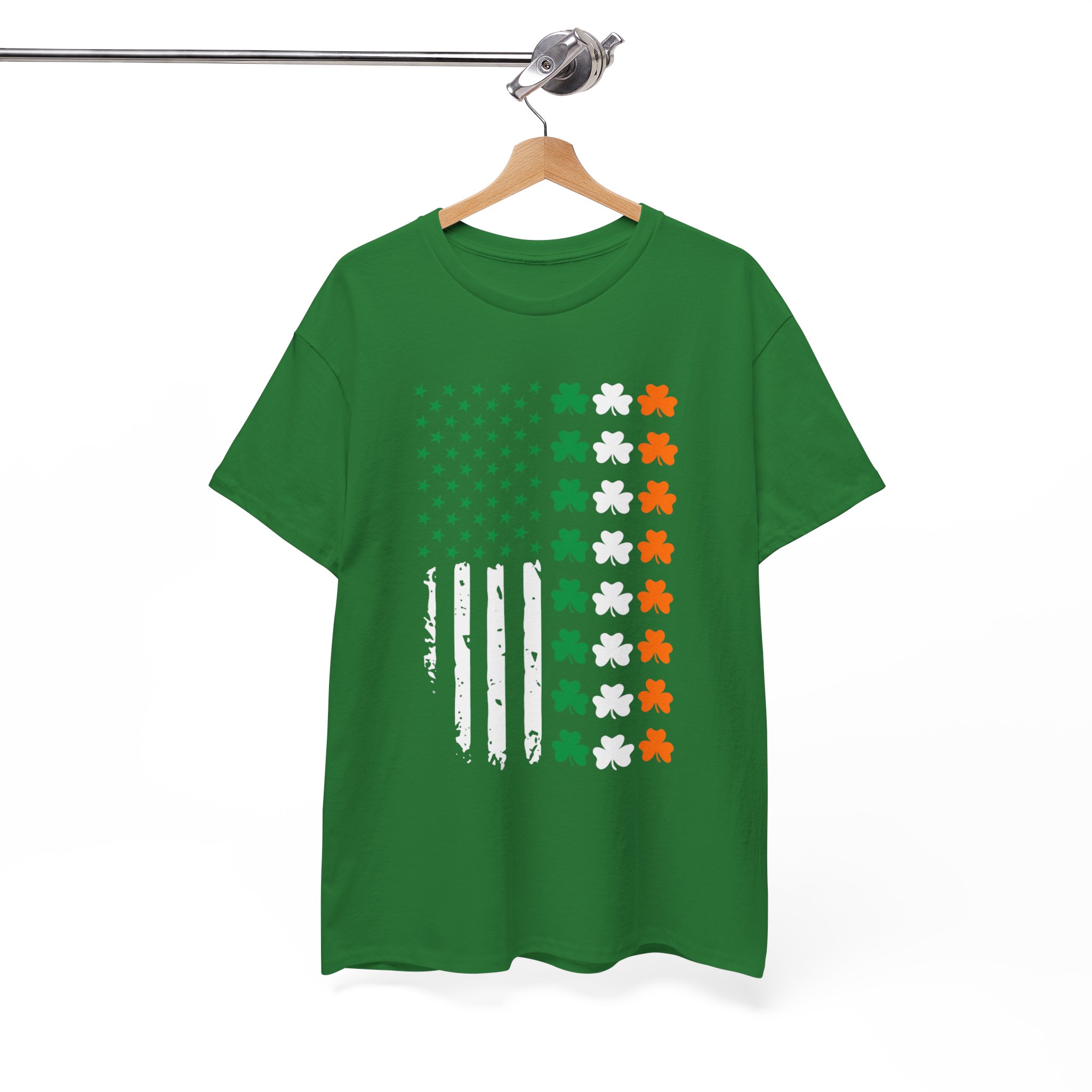 St. Patrick's Shamrock American Flag T-Shirt - Image 3